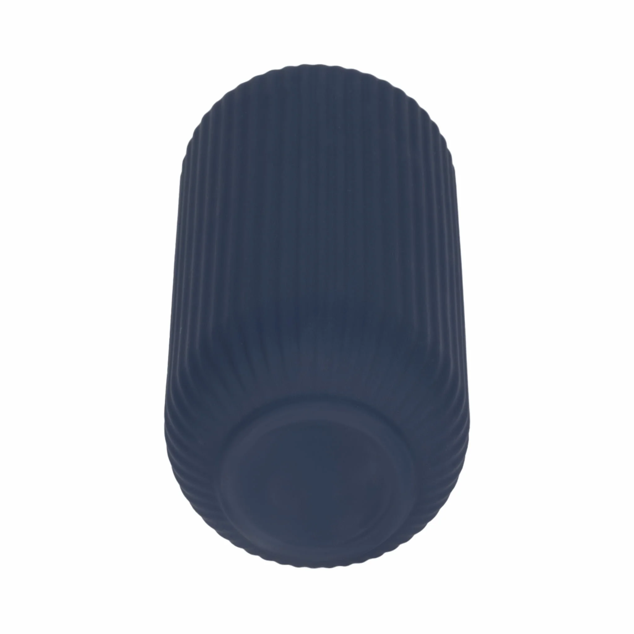 Cer, 9"h Ridged Vase, Navy - Image 6
