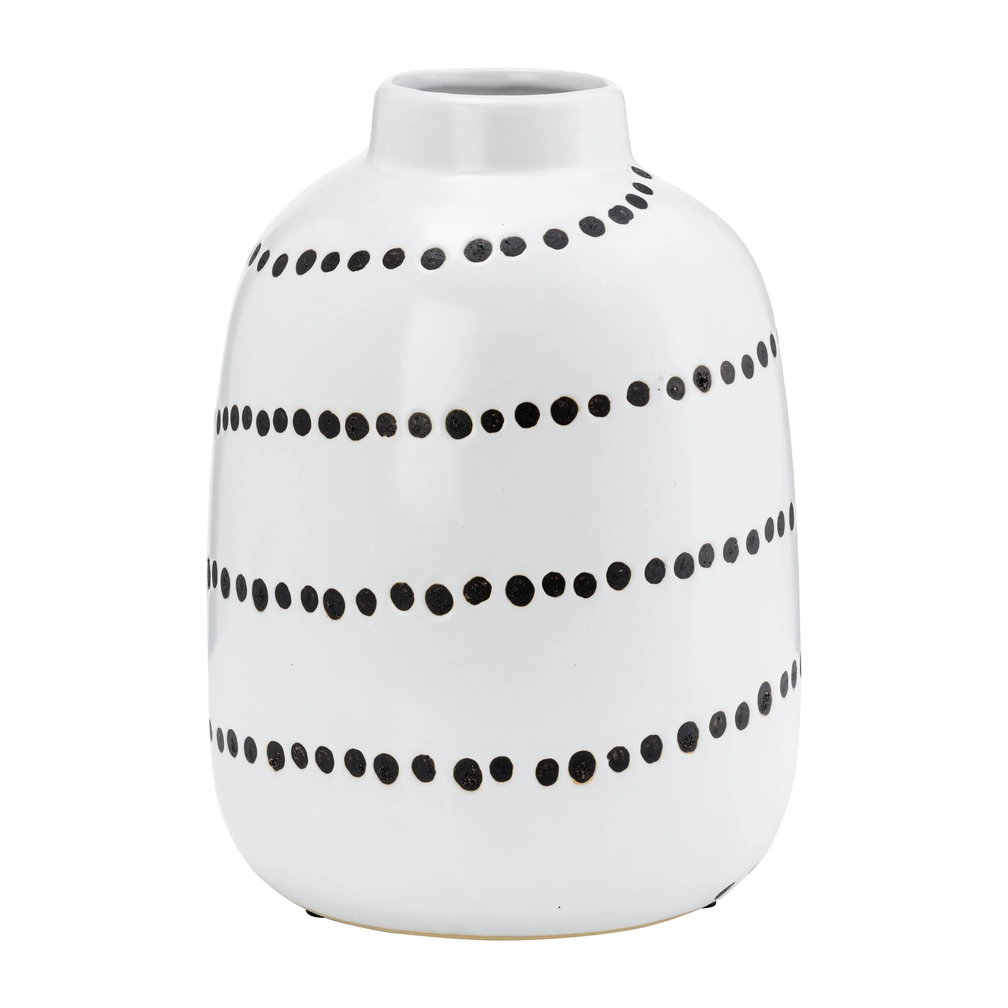 Cer, 9"h Spiral Dot Flower Vase, White/black - Image 3