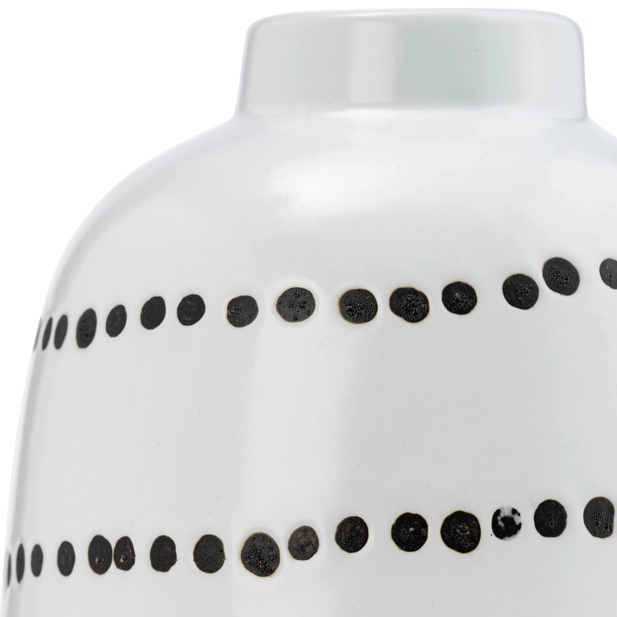 Cer, 9"h Spiral Dot Flower Vase, White/black - Image 7