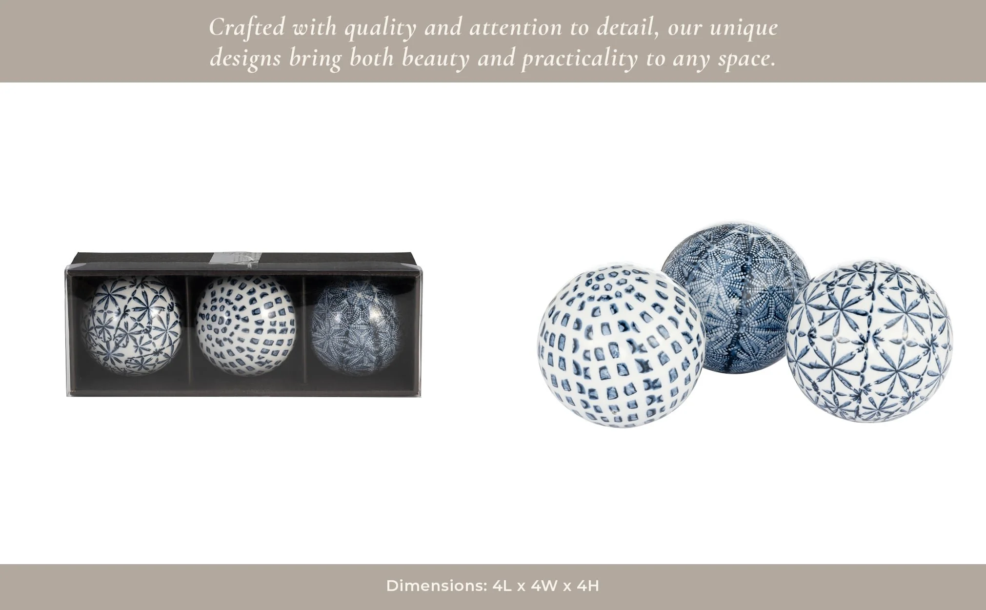 Cer, Boxed 4" 3/a Painted Orbs, Blue/white - Image 10