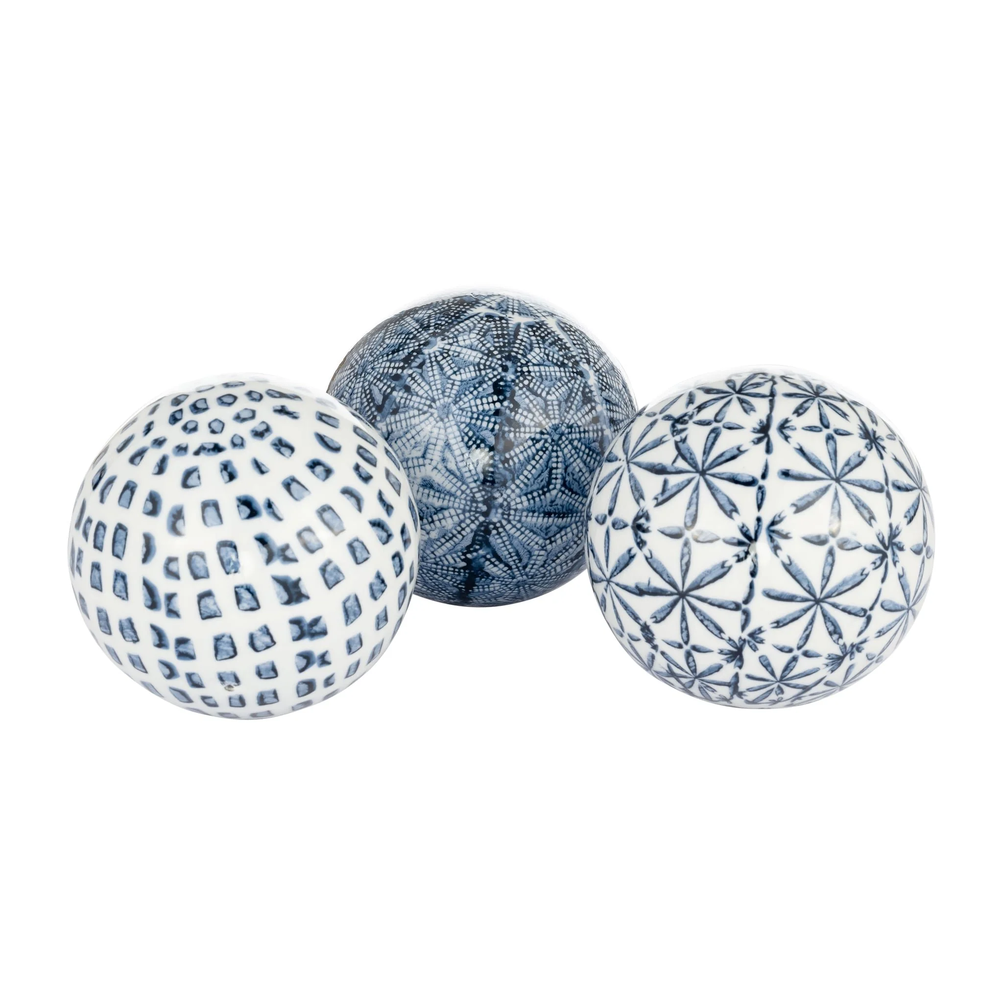 Cer, Boxed 4" 3/a Painted Orbs, Blue/white - Image 2