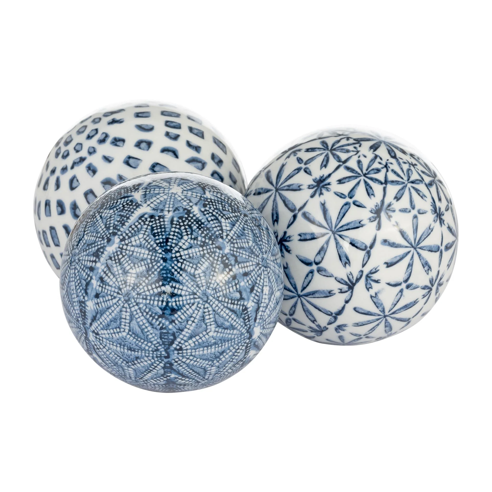 Cer, Boxed 4" 3/a Painted Orbs, Blue/white - Image 3