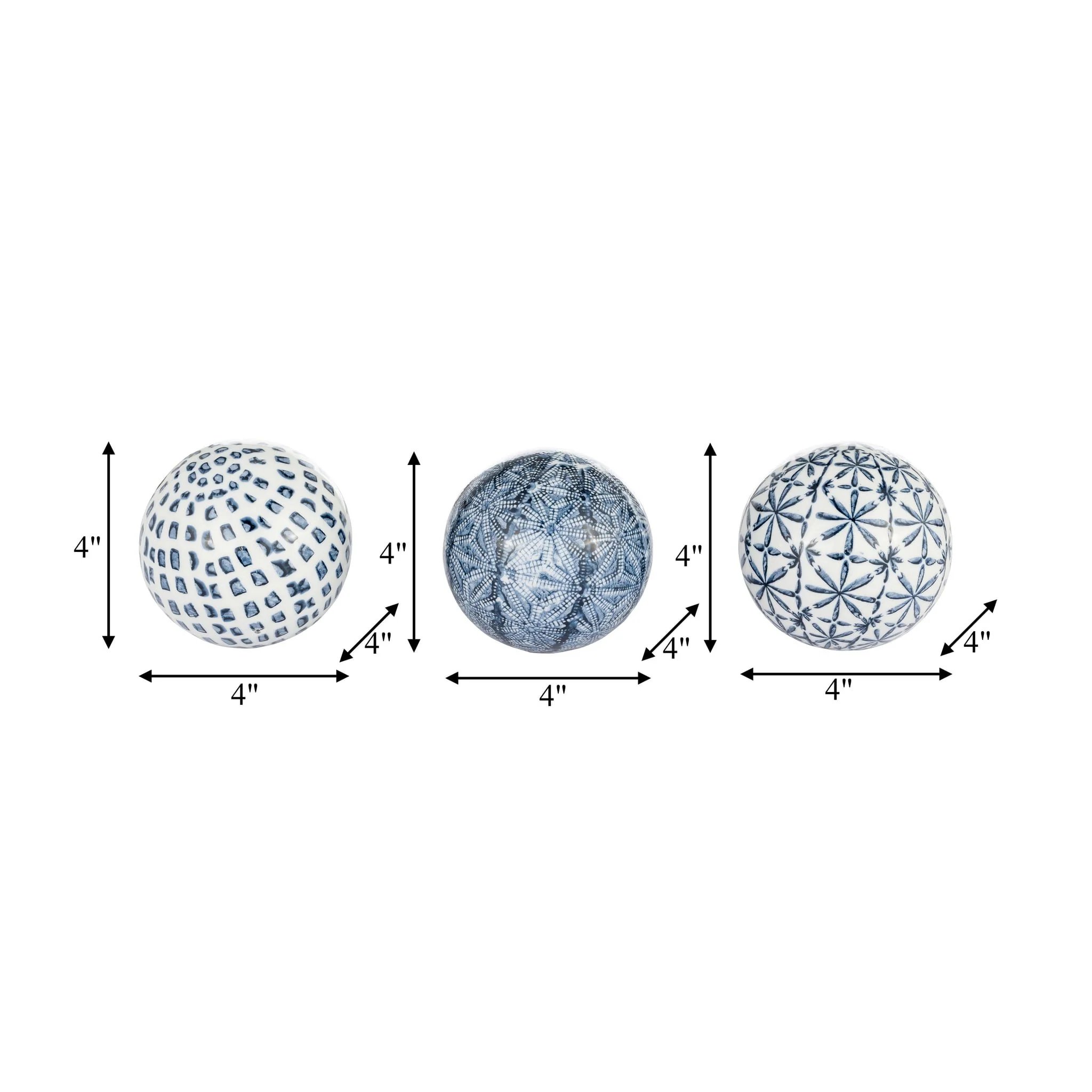 Cer, Boxed 4" 3/a Painted Orbs, Blue/white - Image 5