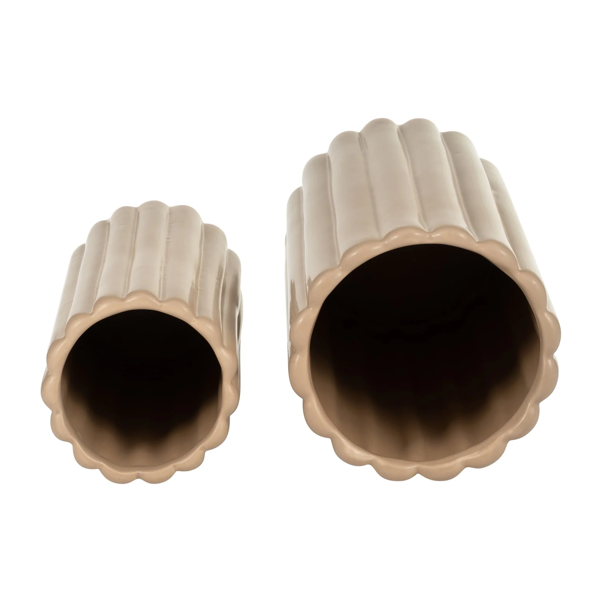 Cer, S/2 10/13?h Ribbed Vases, Irish Cream - Image 6