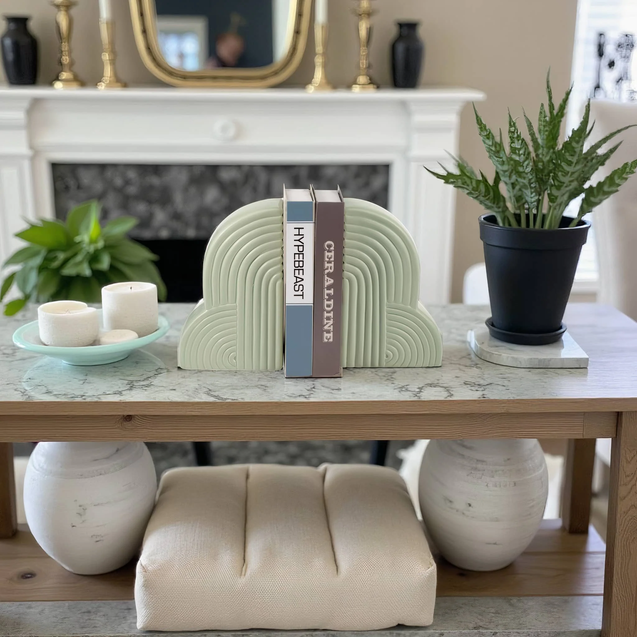 Cer, S/2 13x10" Arches Bookends, Cucumber - Image 11