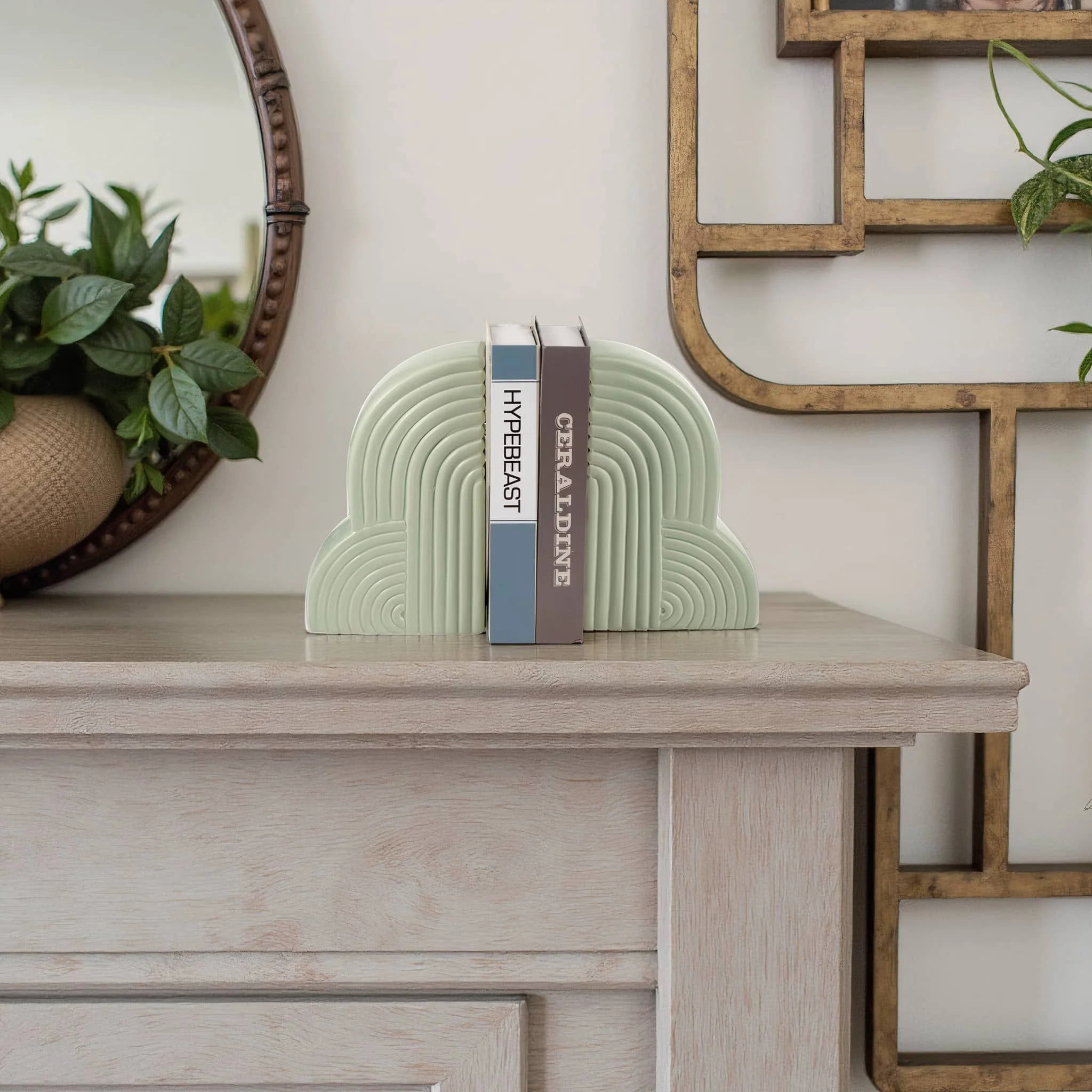 Cer, S/2 13x10" Arches Bookends, Cucumber - Image 12