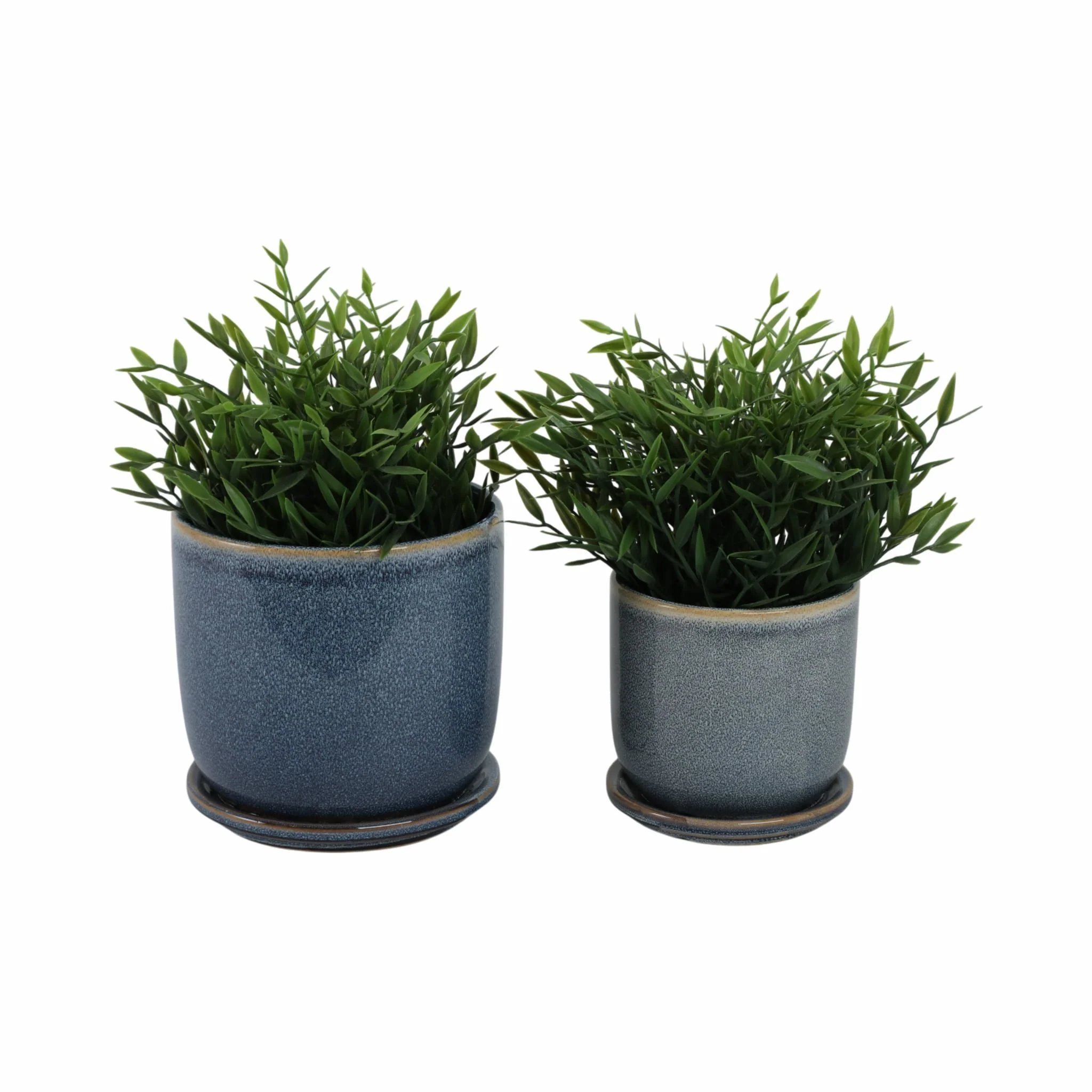 Cer, S/2 5/6" Planter W/ Saucer,  Aqua - Image 2