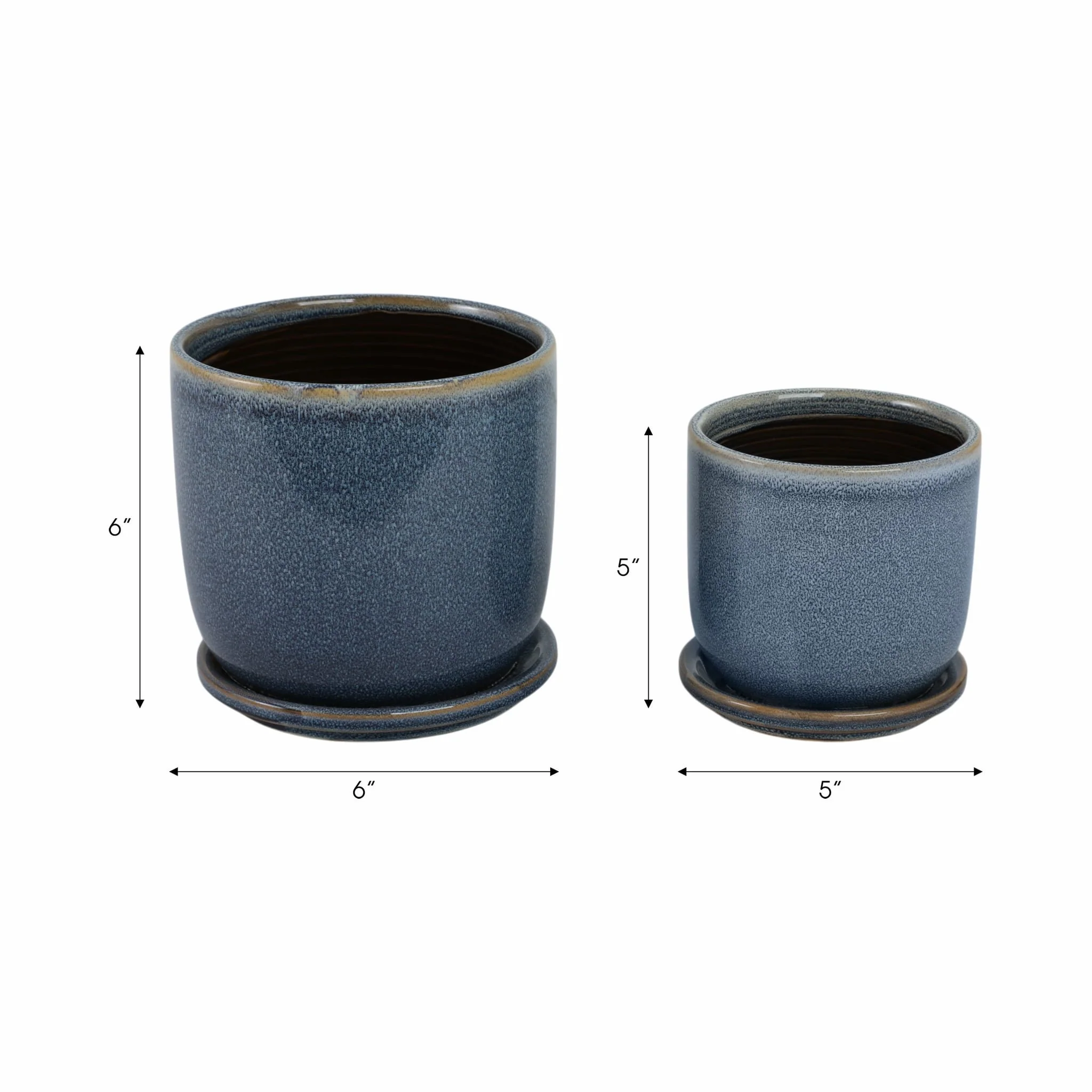 Cer, S/2 5/6" Planter W/ Saucer,  Aqua - Image 9
