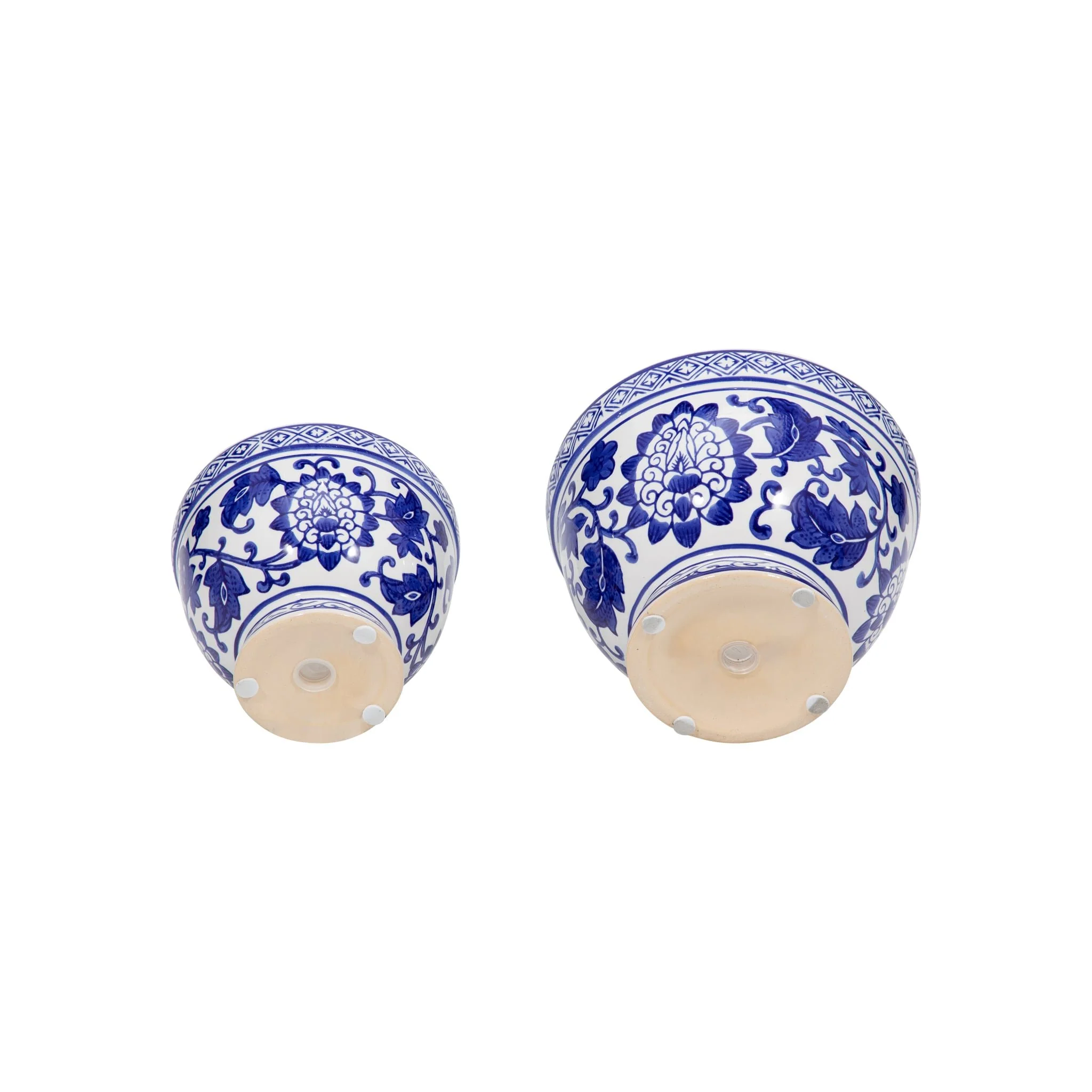 Cer, S/2 5/7" Bowl Chinoiserie Planters, Blue/wht - Image 5