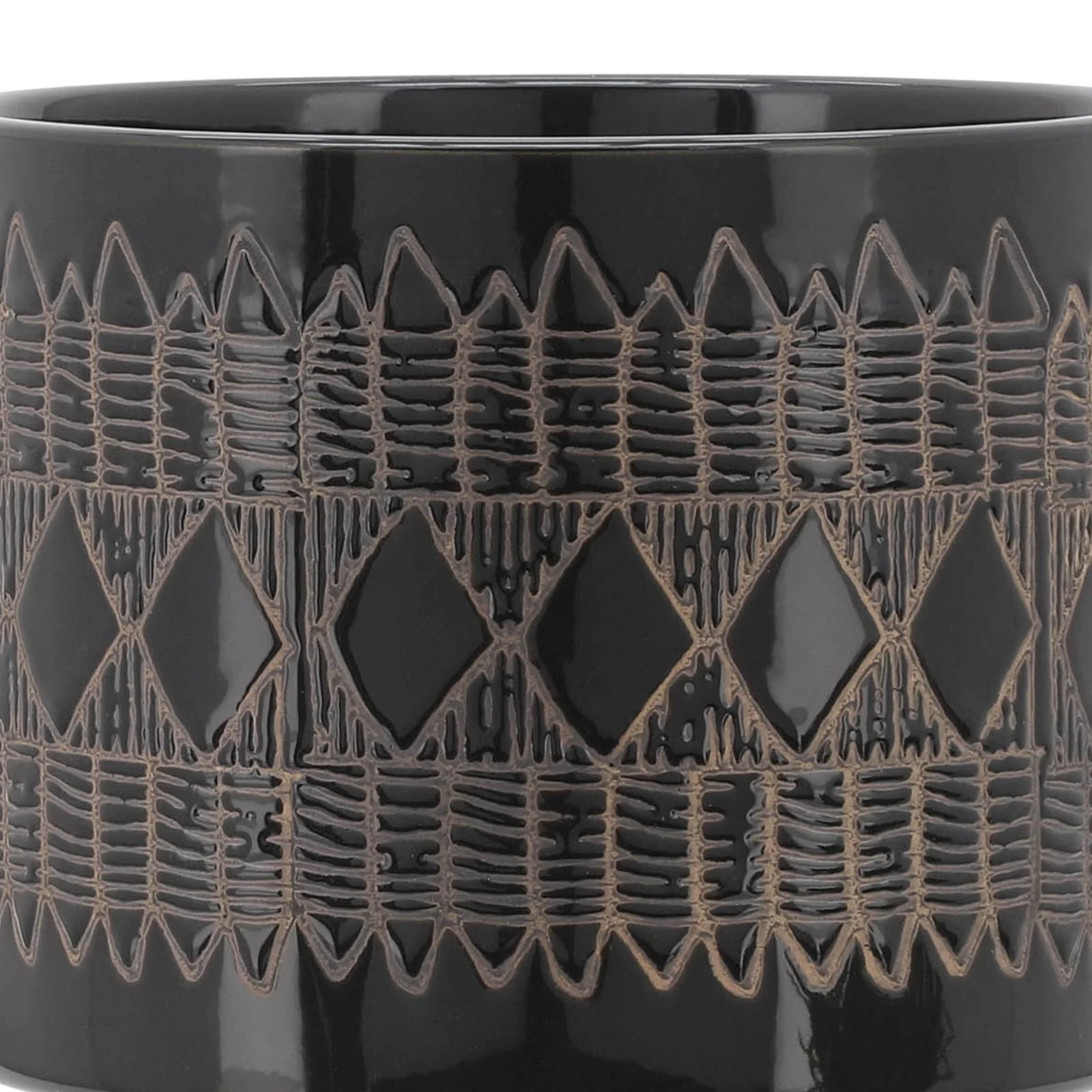 Cer, S/2 5/8" Aztec Planter On Wooden Stand, Black - Image 7