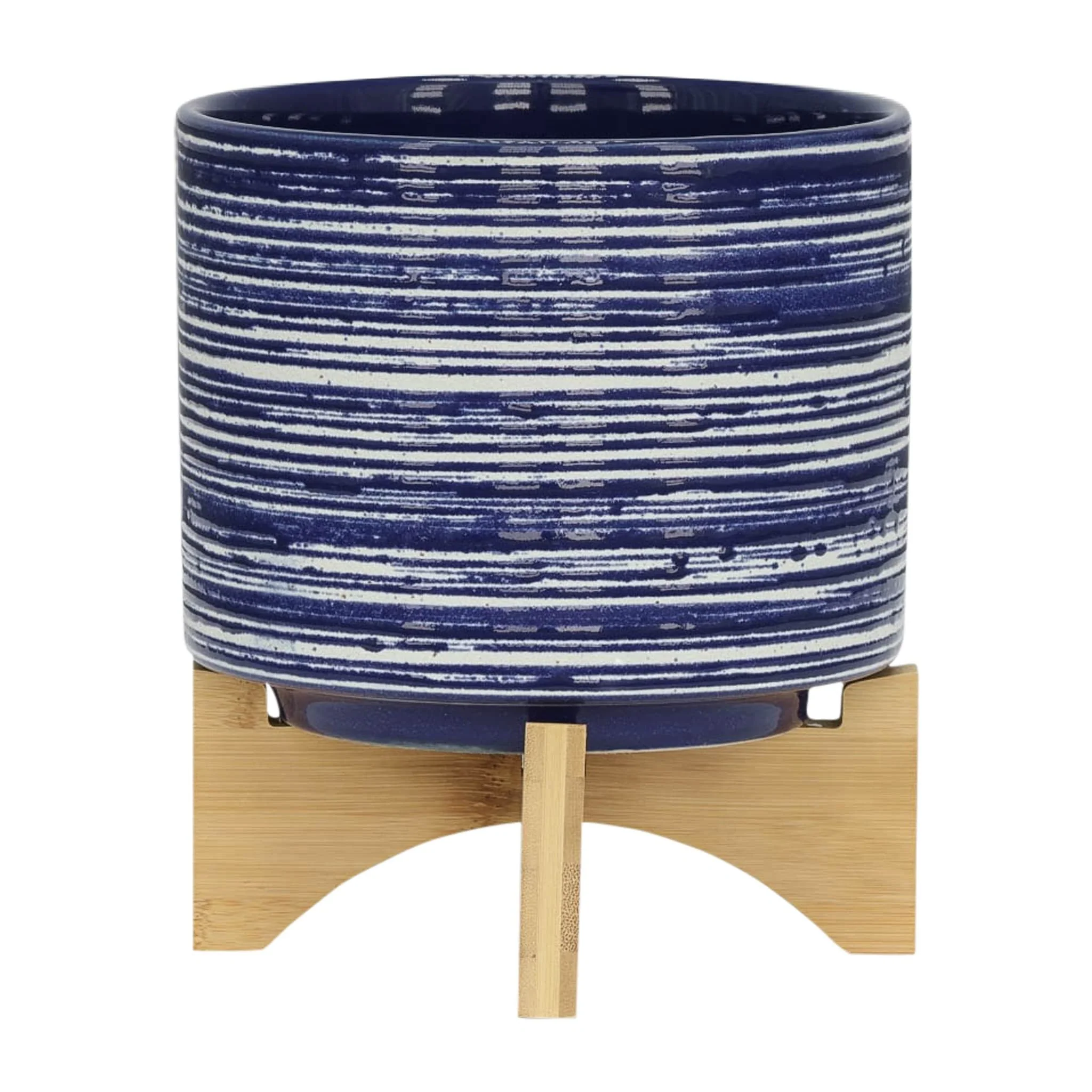 Cer, S/2 5/8" Planter On Stand, Blue - Image 2