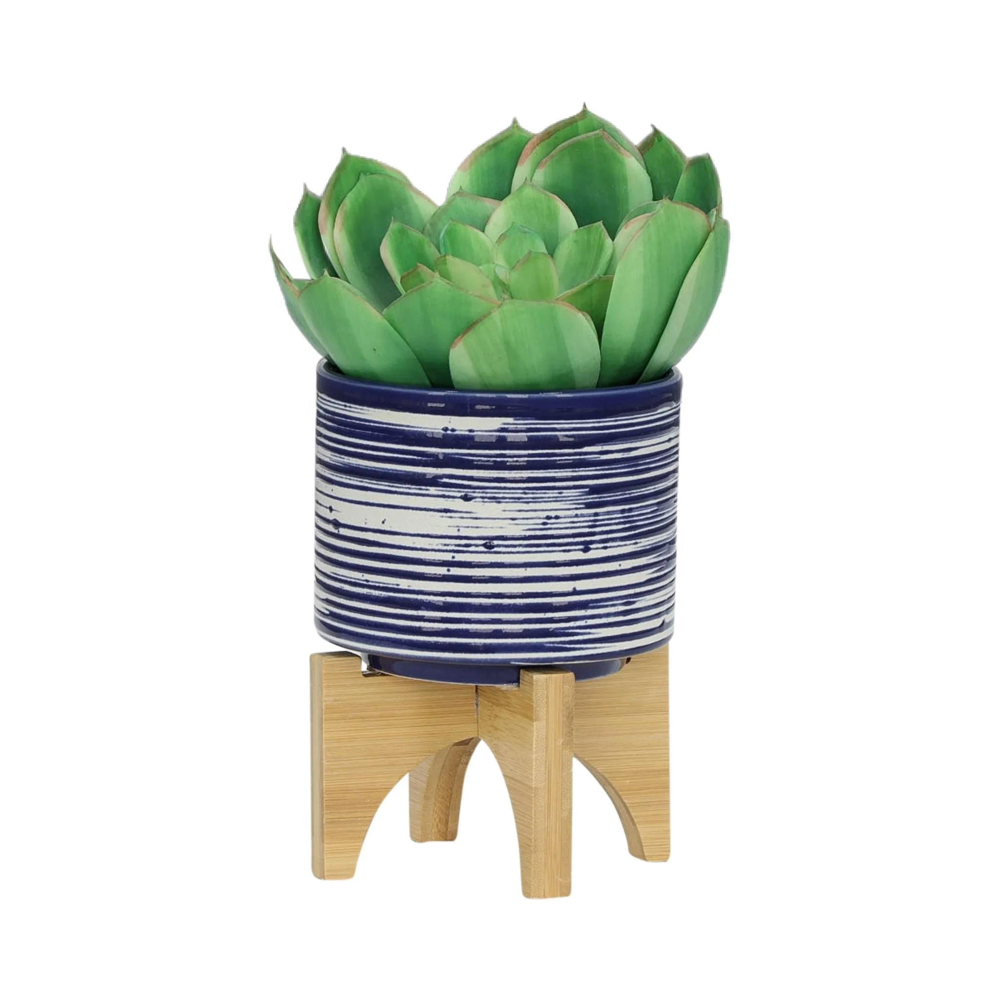 Cer, S/2 5/8" Planter On Stand, Blue - Image 4