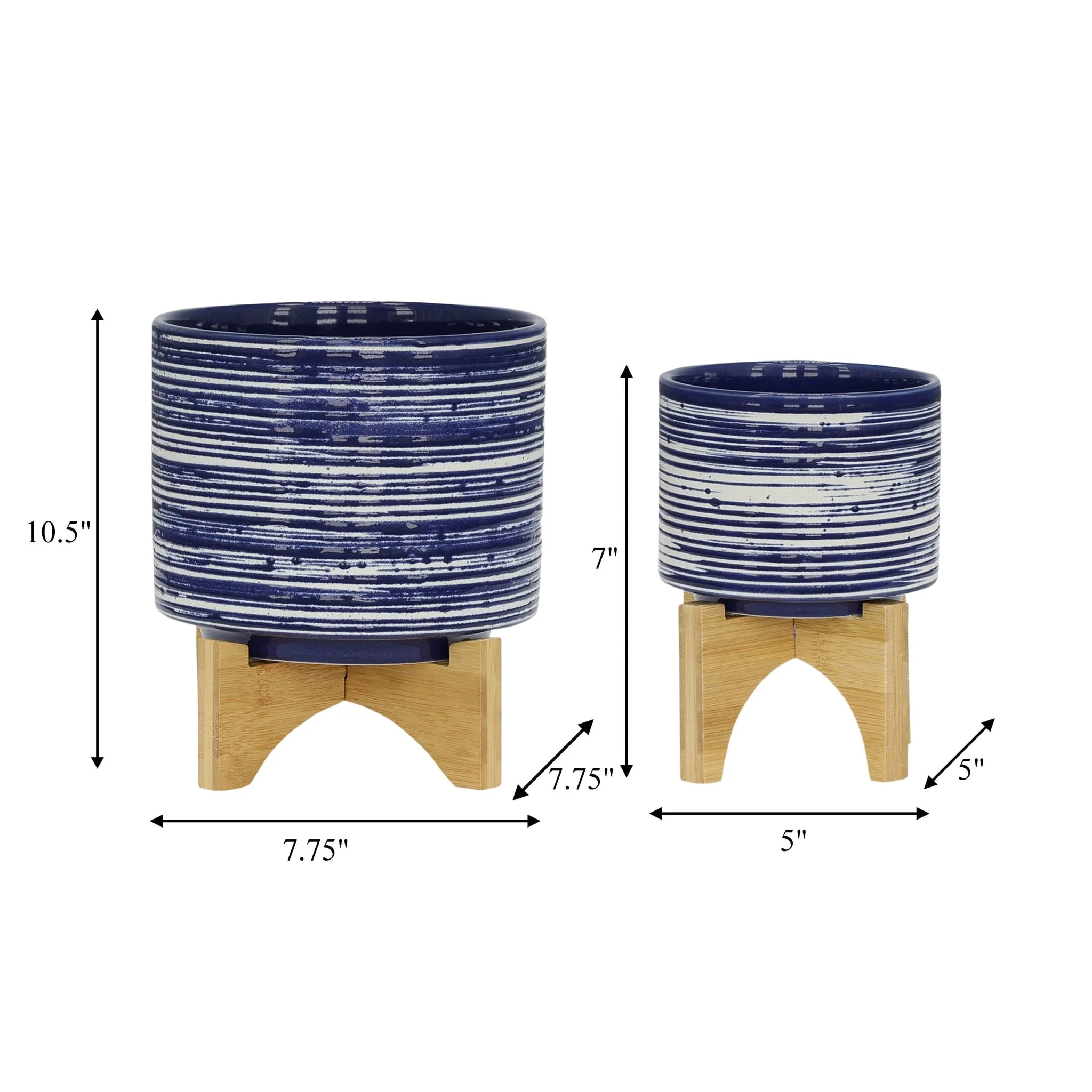 Cer, S/2 5/8" Planter On Stand, Blue - Image 8