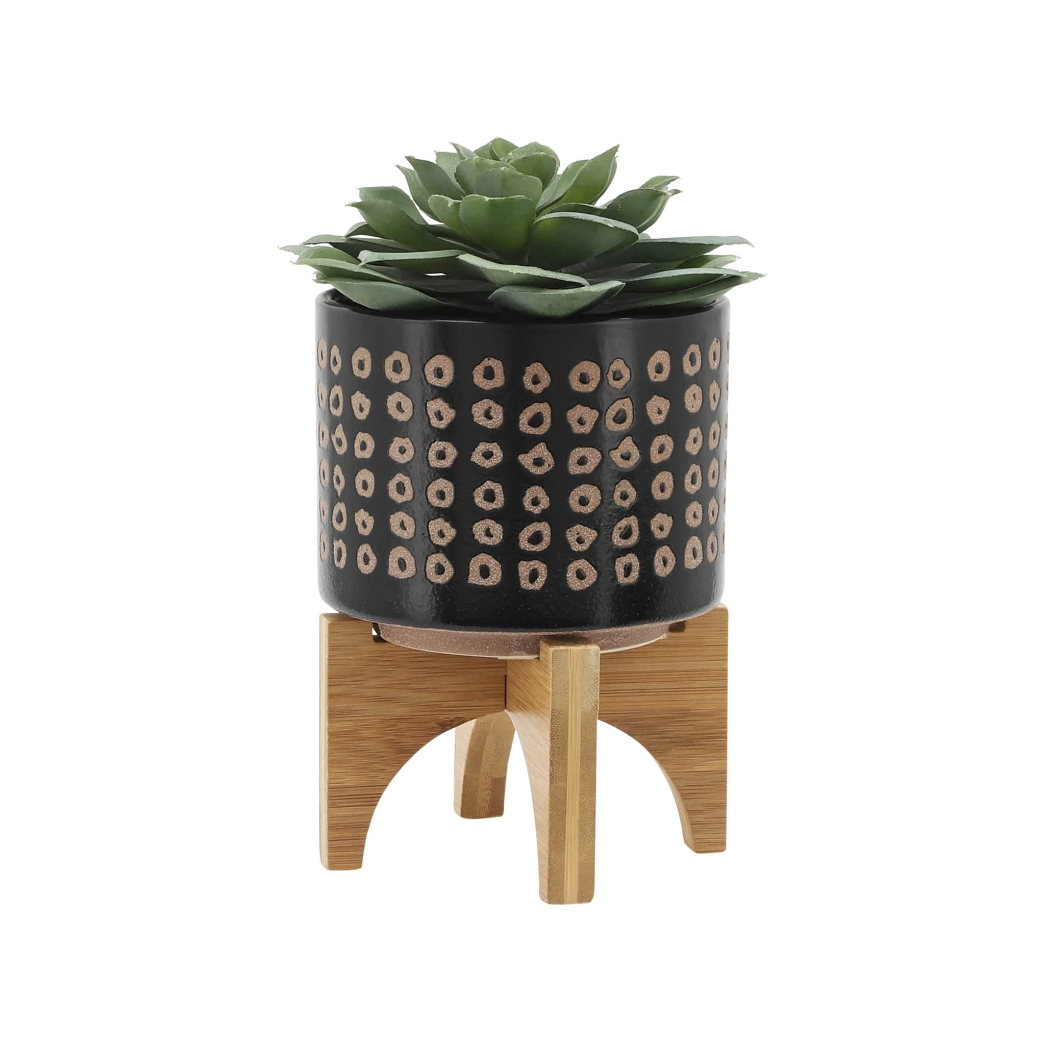Cer, S/2 5/8" Planter On Stand, Brown - Image 4