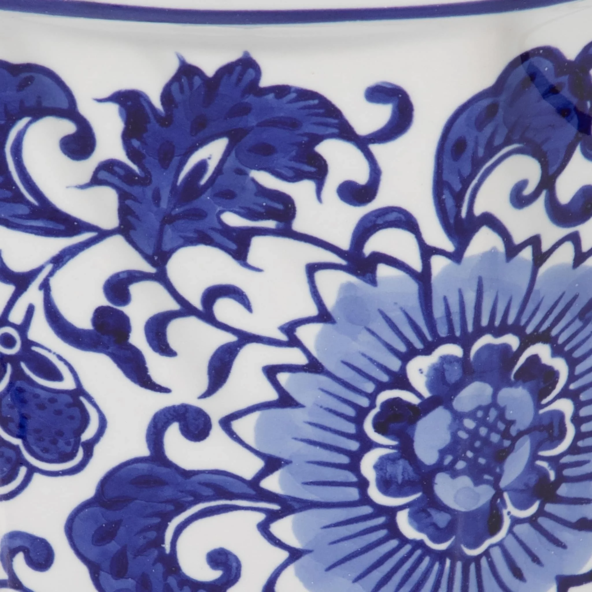 Cer, S/2 6/8" Chinoiserie Pot Planters, Blue/wht - Image 3