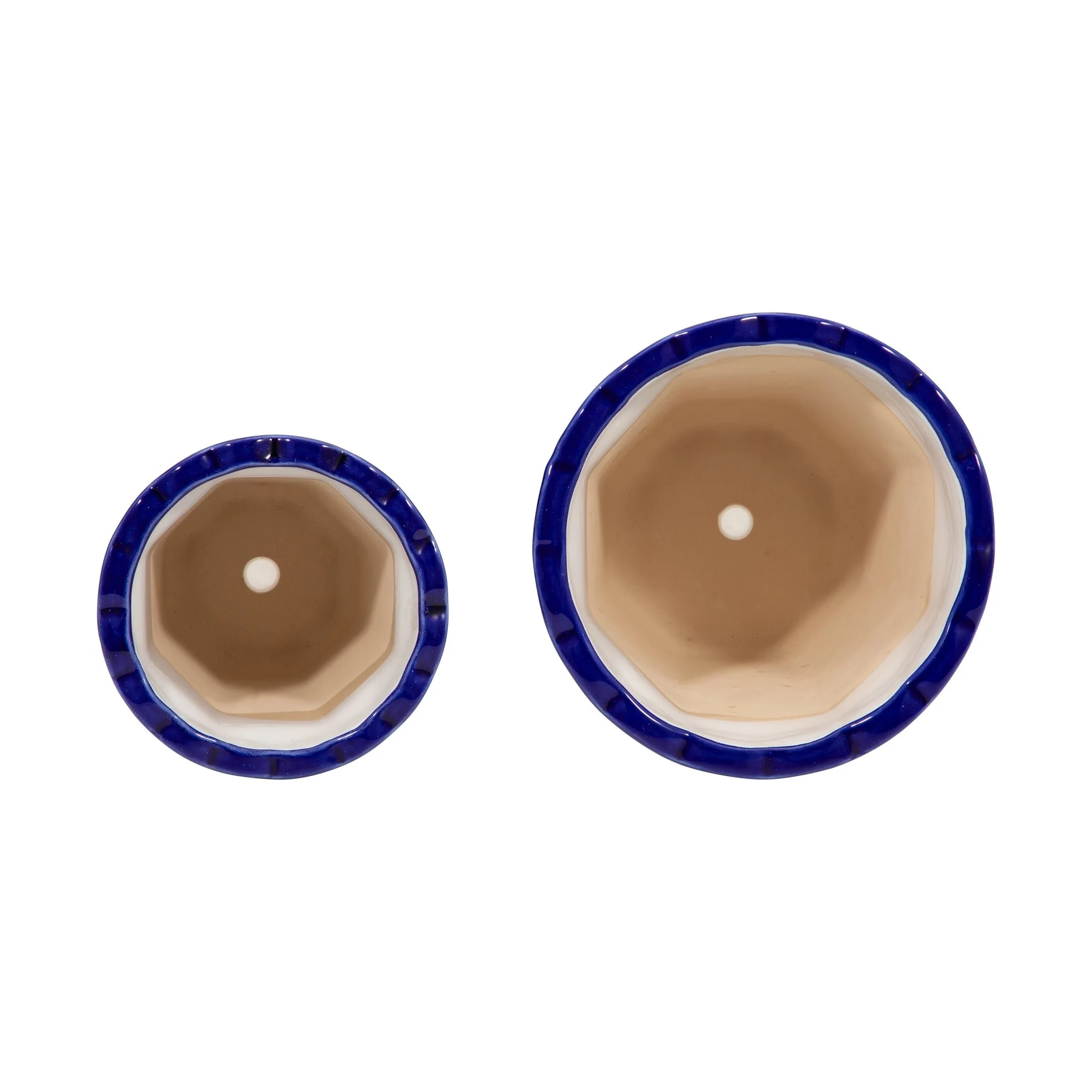 Cer, S/2 6/8" Chinoiserie Pot Planters, Blue/wht - Image 4