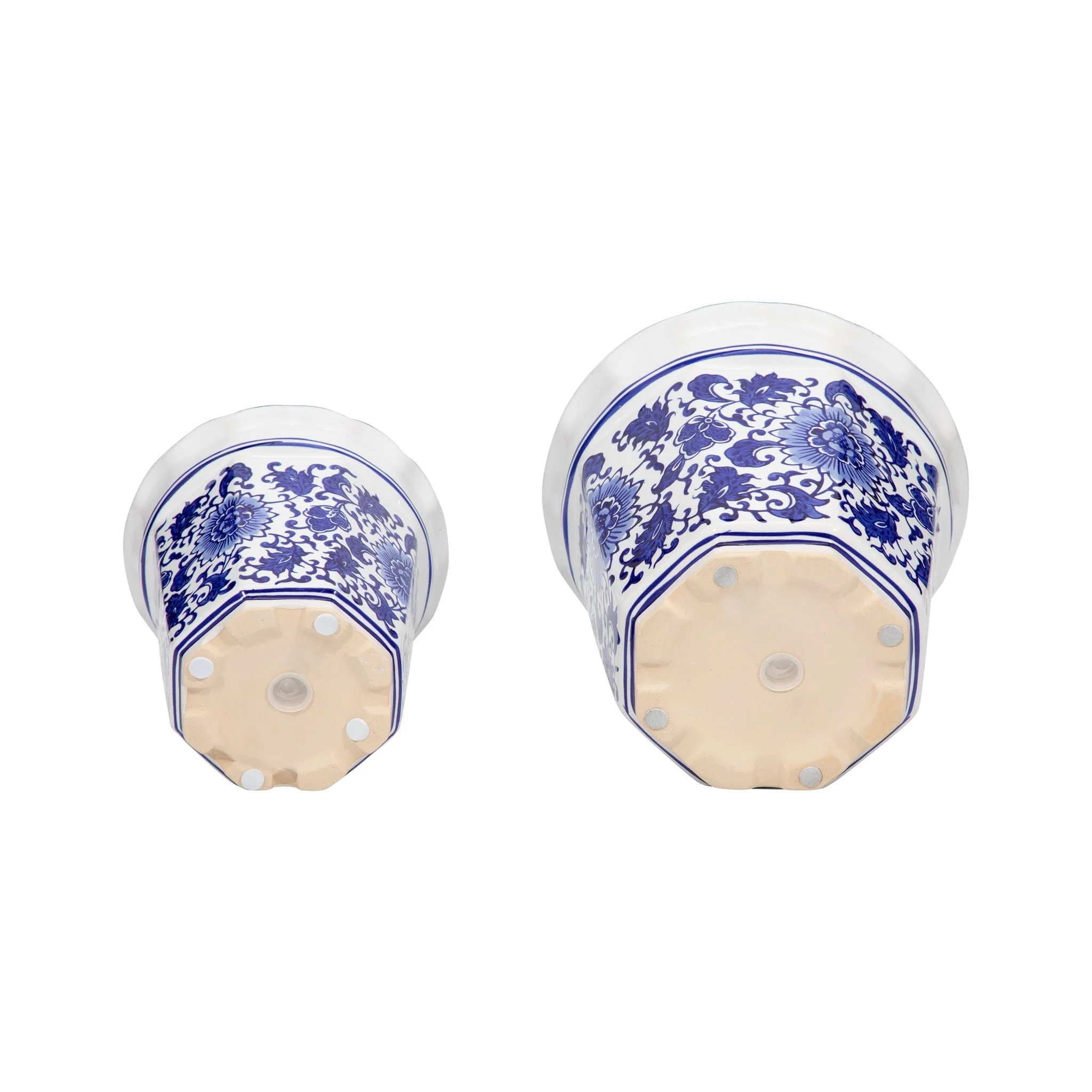 Cer, S/2 6/8" Chinoiserie Pot Planters, Blue/wht - Image 5