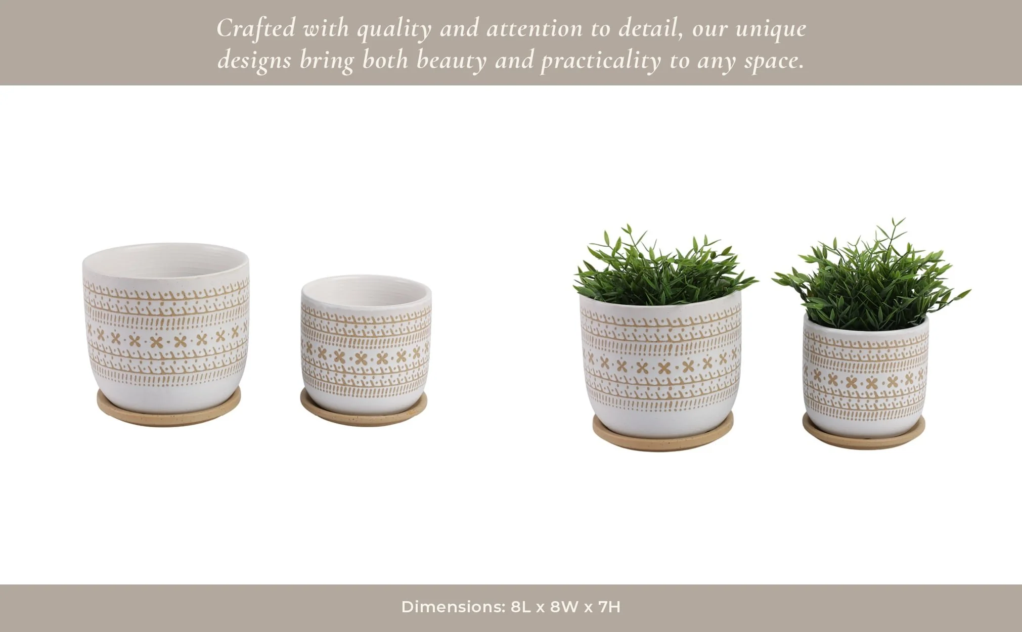 Cer?s/2  6/8" Planter W/ Saucer, Brown - Image 12