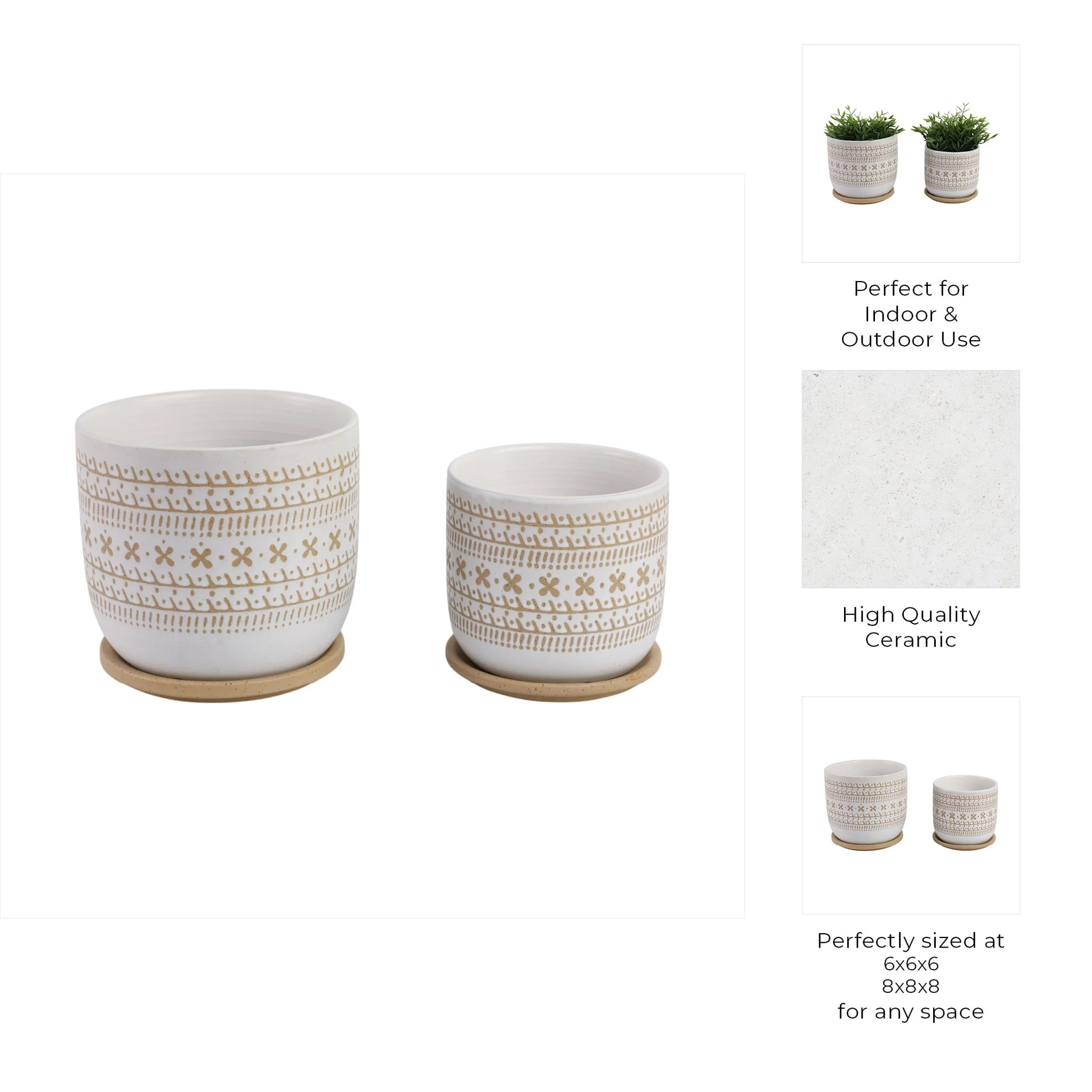 Cer?s/2  6/8" Planter W/ Saucer, Brown - Image 9