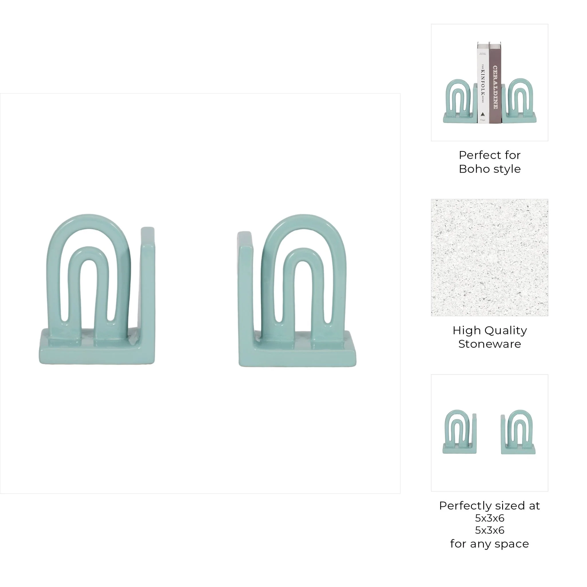 Cer,s/2 6" Arch Bookends, Mint - Image 8