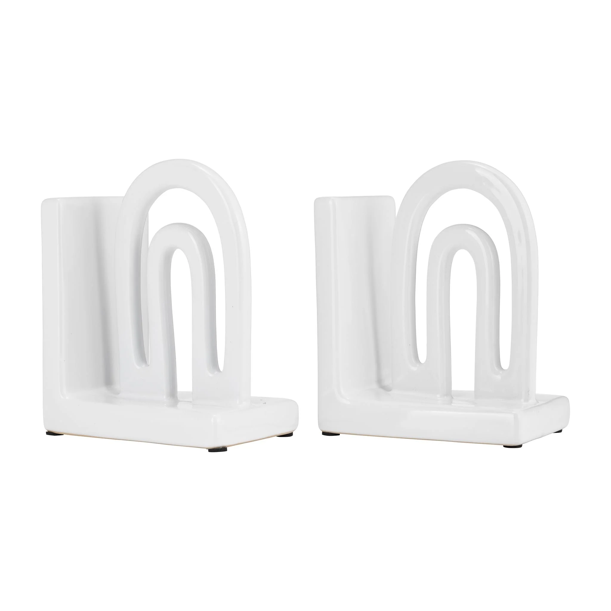 Cer,s/2 6" Arch Bookends, White - Image 3
