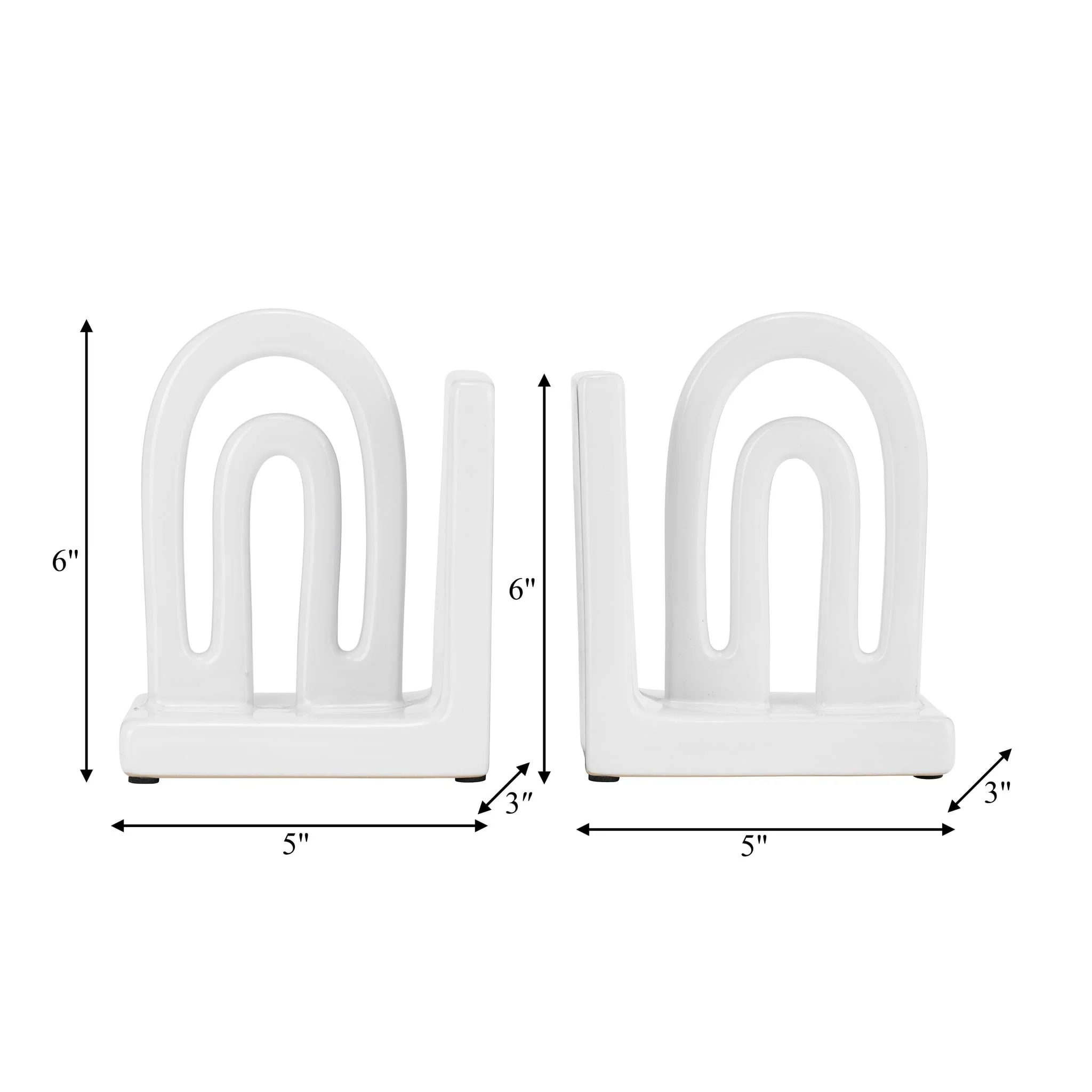 Cer,s/2 6" Arch Bookends, White - Image 8