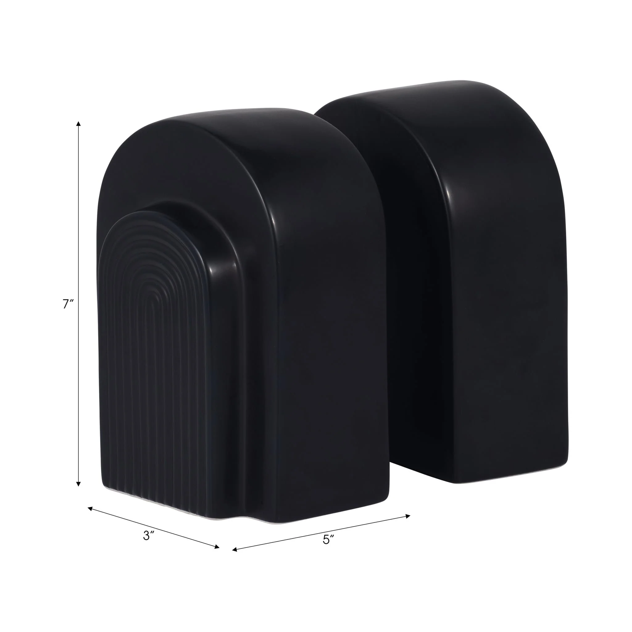 Cer, S/2 7" Arch Bookends, Black - Image 7