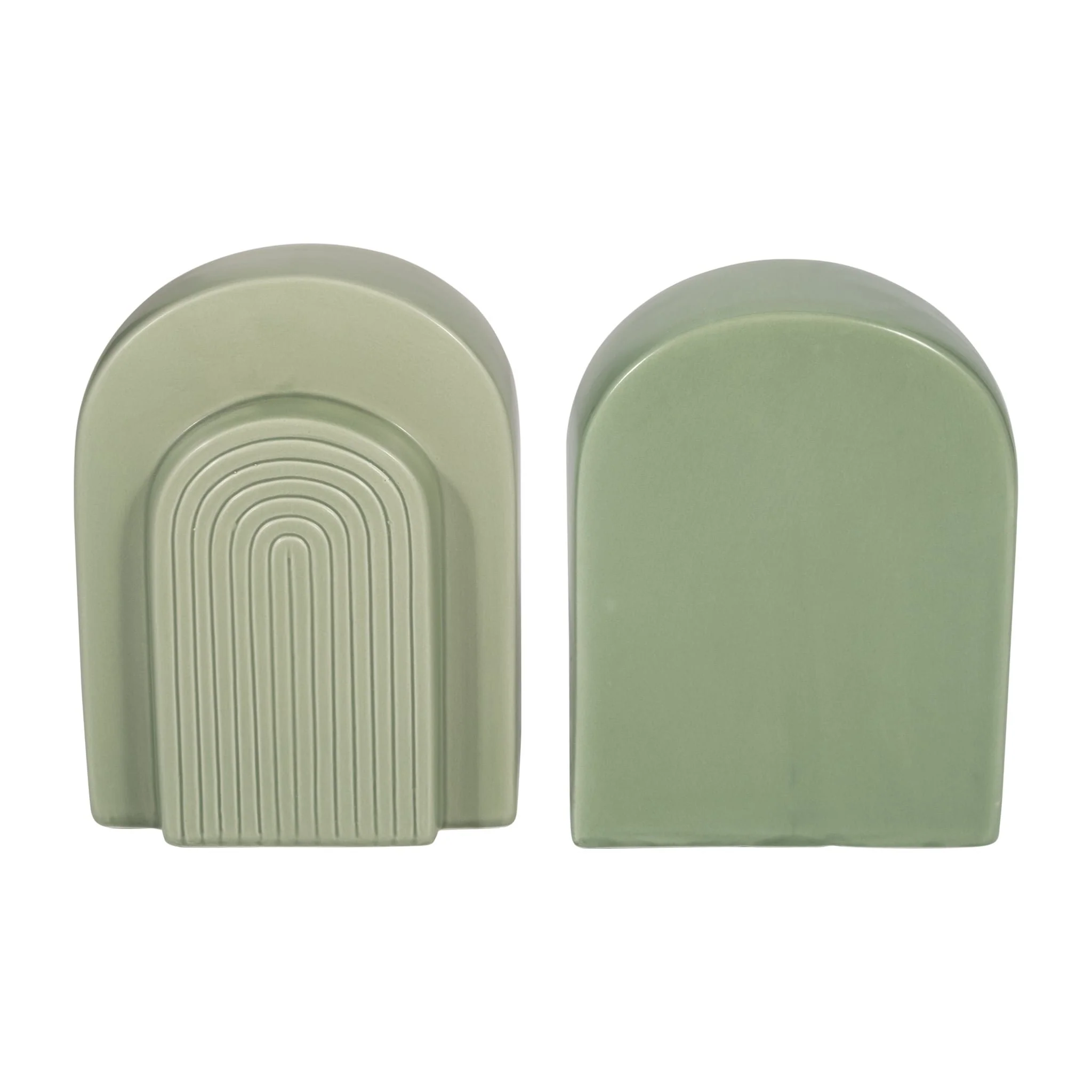 Cer, S/2 7" Arch Bookends, Dark Sage - Image 5