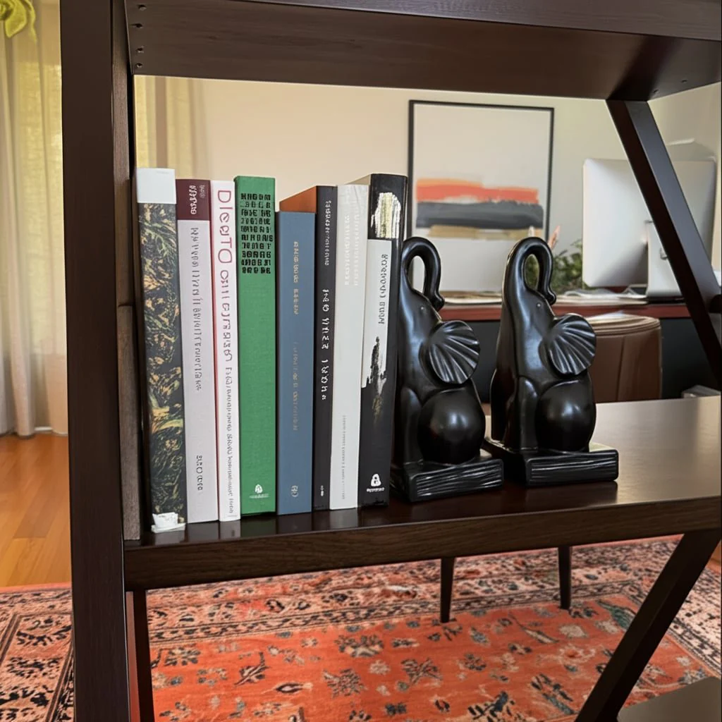 Cer, S/2 8"h Elephant Bookends, Black - Image 12