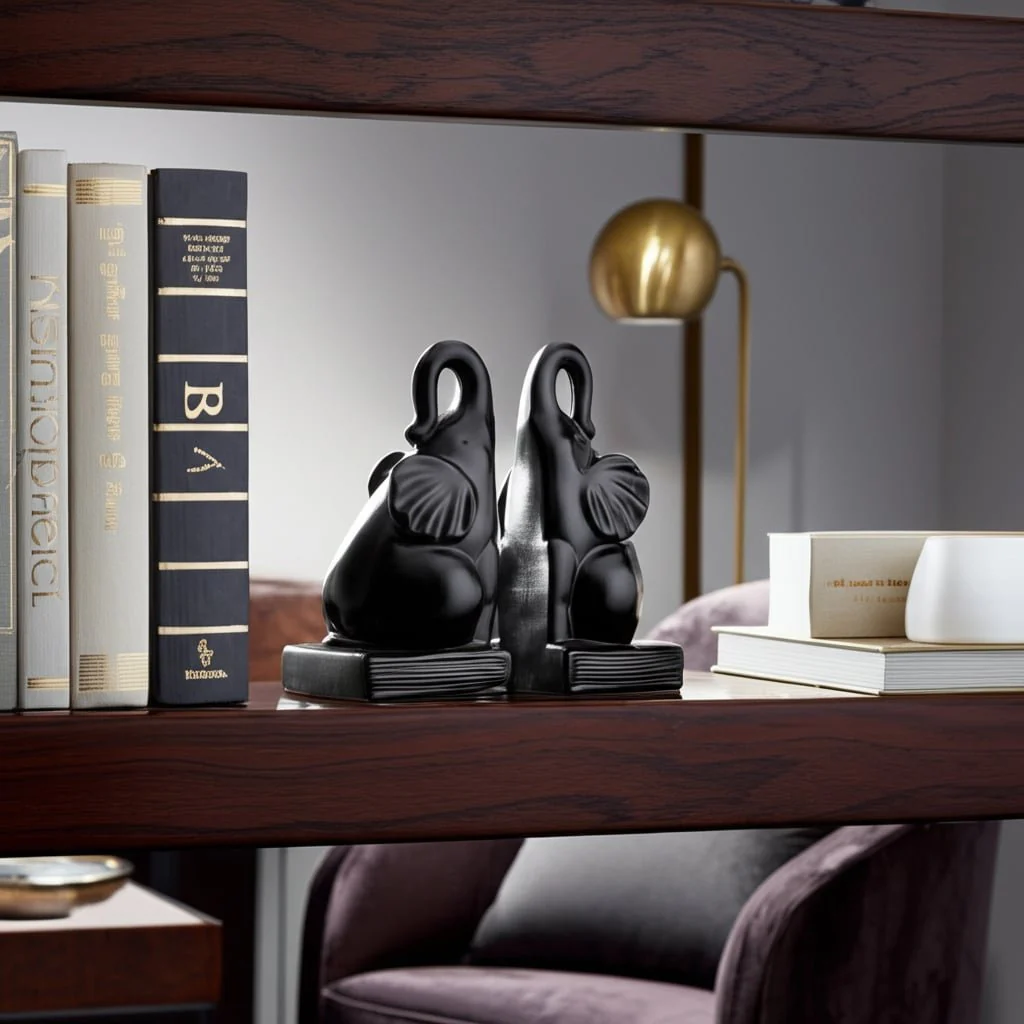 Cer, S/2 8"h Elephant Bookends, Black - Image 13