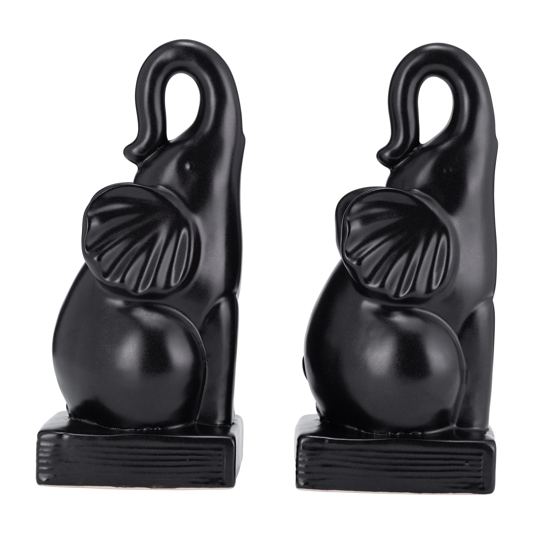 Cer, S/2 8"h Elephant Bookends, Black - Image 4