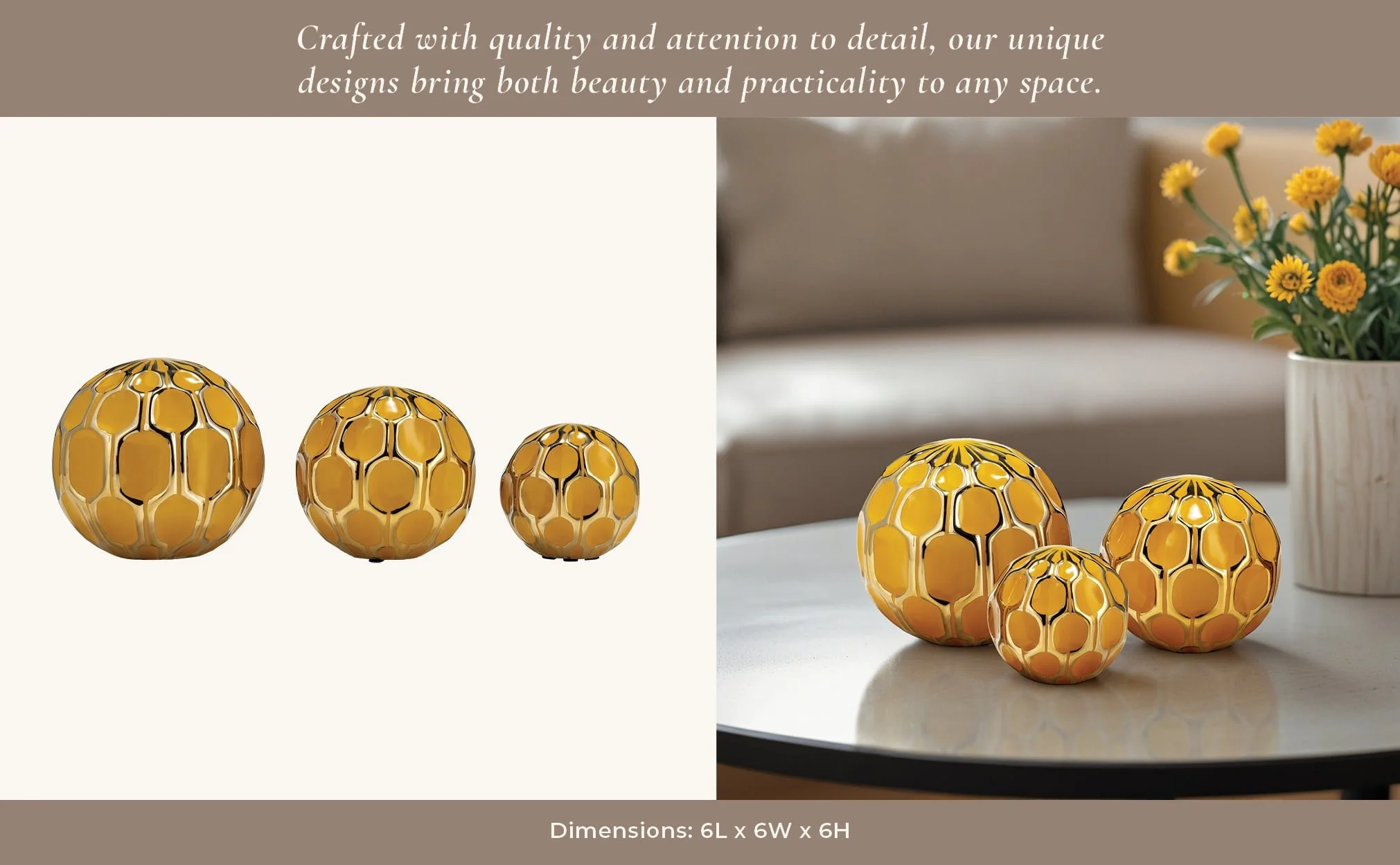 Cer S/3 4/5/6" Orbs, Honey/gold - Image 13