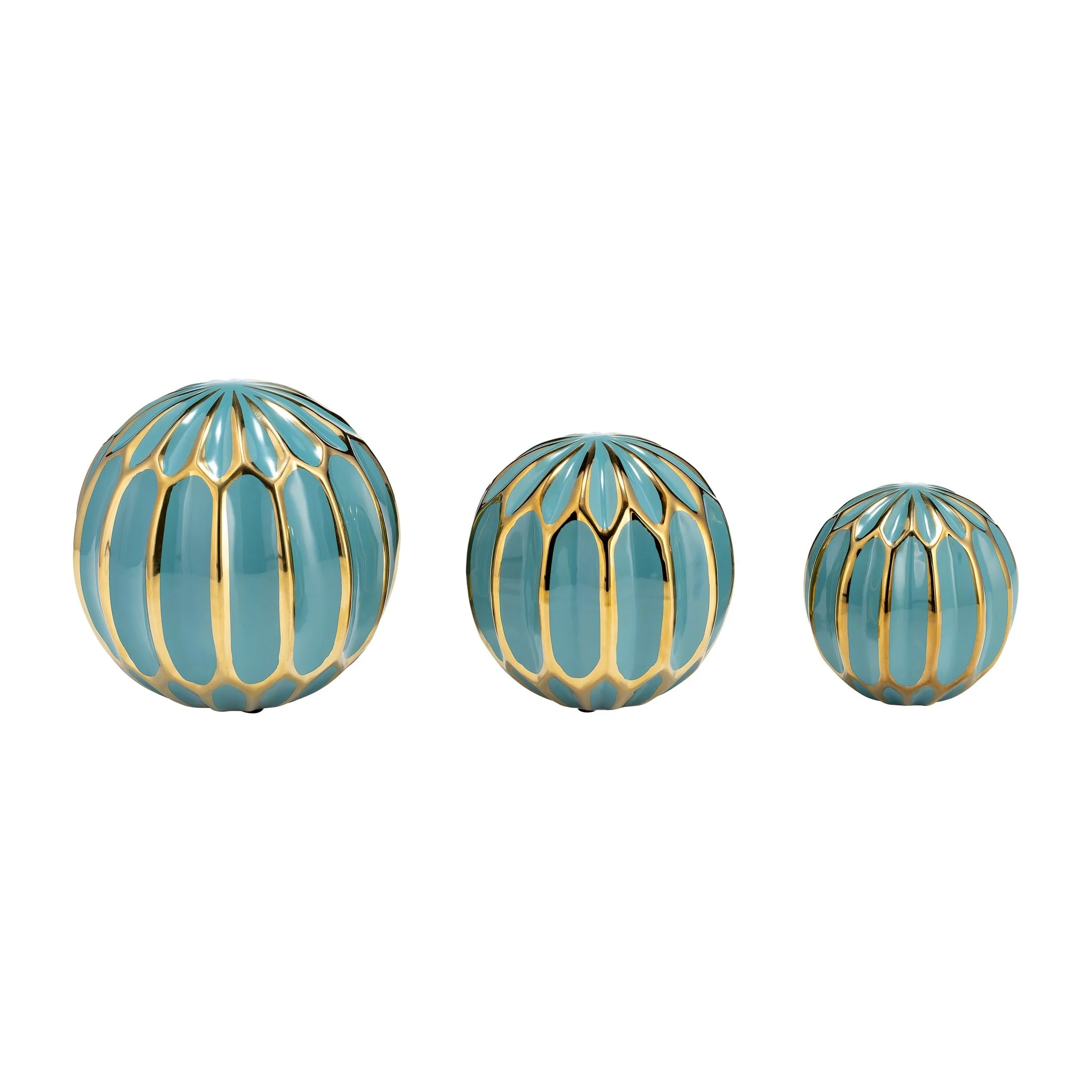 Cer S/3 4/5/6" Orbs, Turq/gold - Image 2