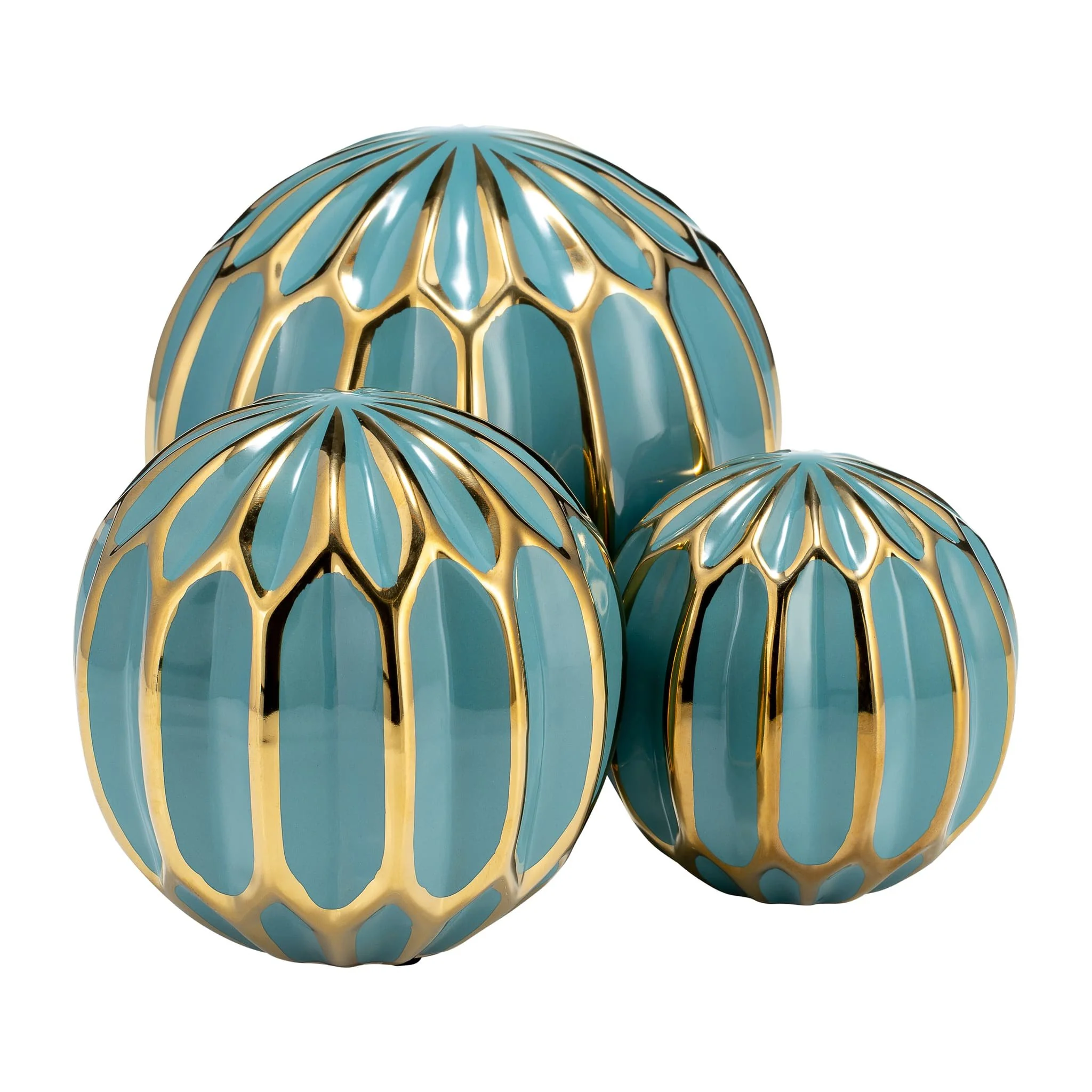 Cer S/3 4/5/6" Orbs, Turq/gold - Image 6