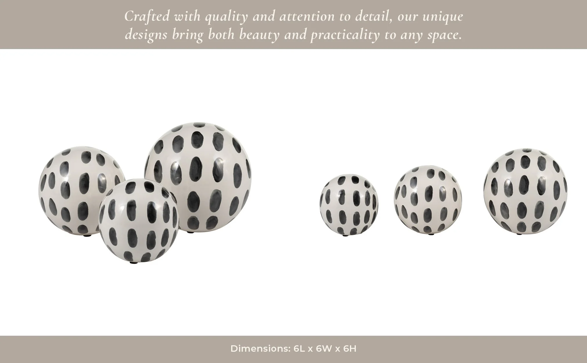 Cer, S/3 4/5/6" Spotted Orbs, Blk/wht - Image 10