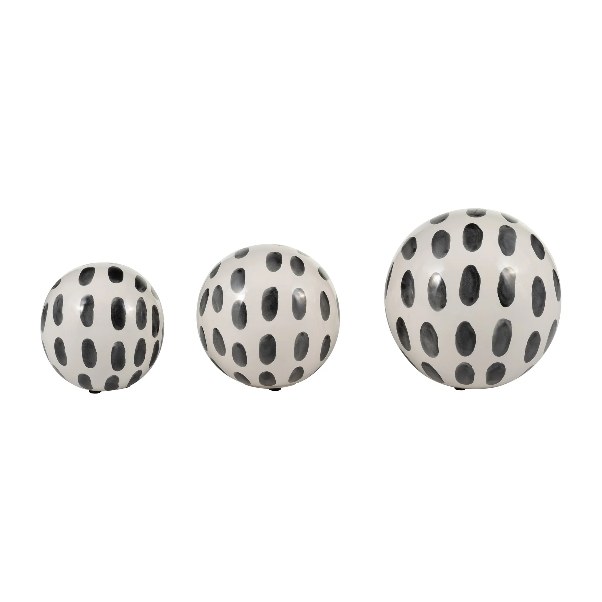 Cer, S/3 4/5/6" Spotted Orbs, Blk/wht - Image 2