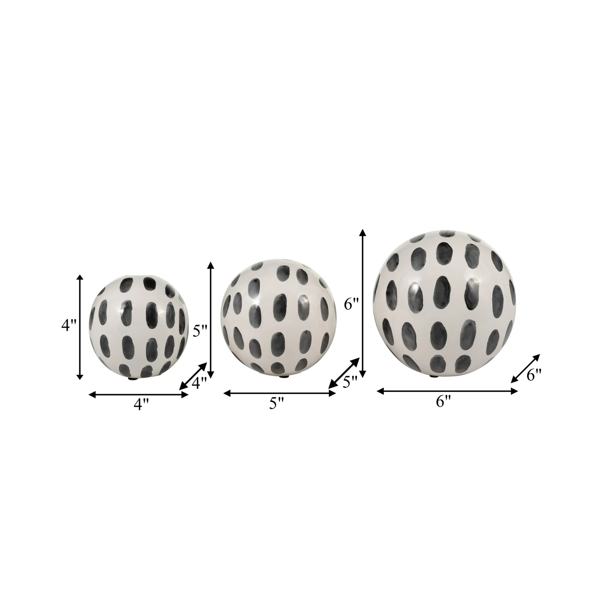 Cer, S/3 4/5/6" Spotted Orbs, Blk/wht - Image 8