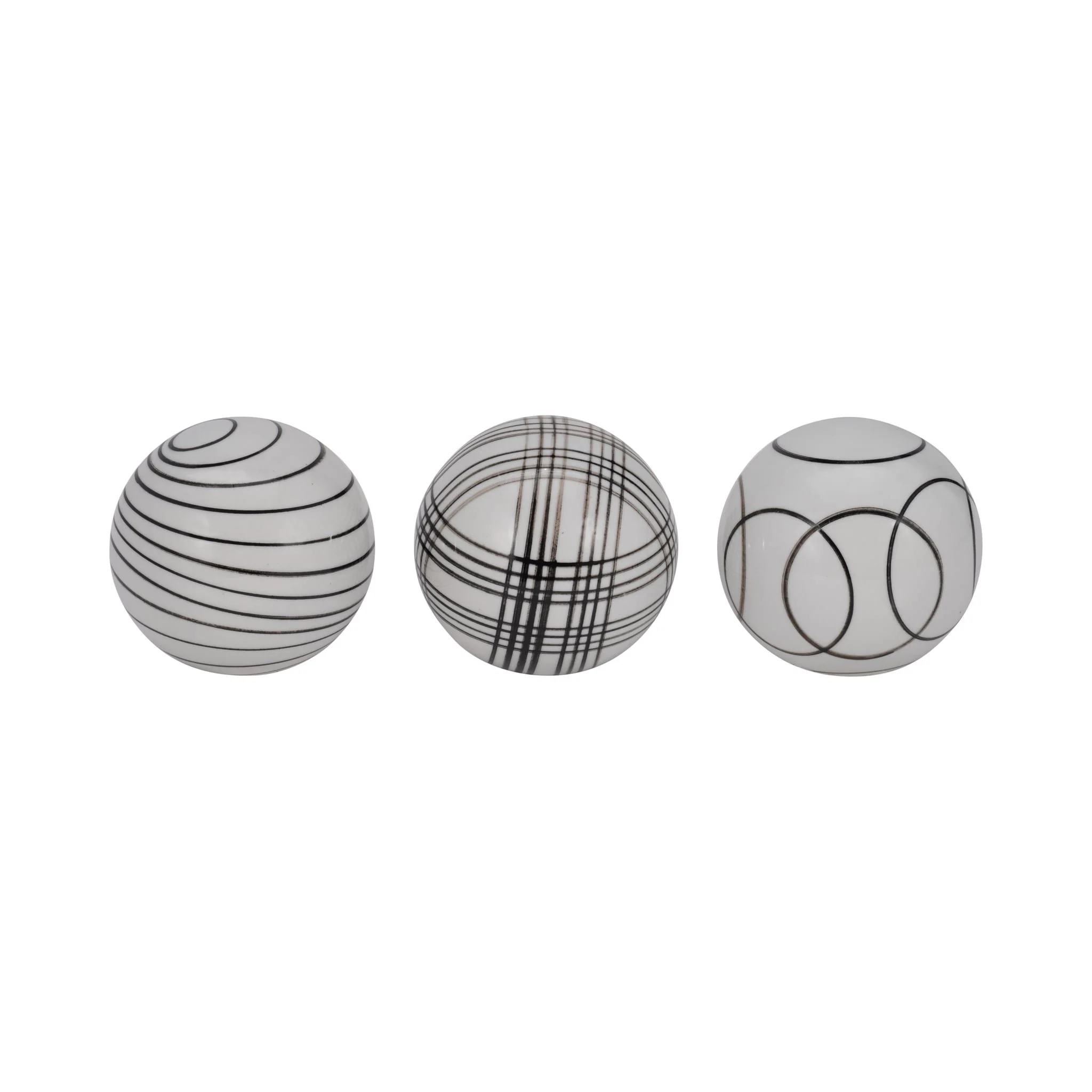 Cer, S/3 4" Assorted Painted Orbs, Black - Image 2