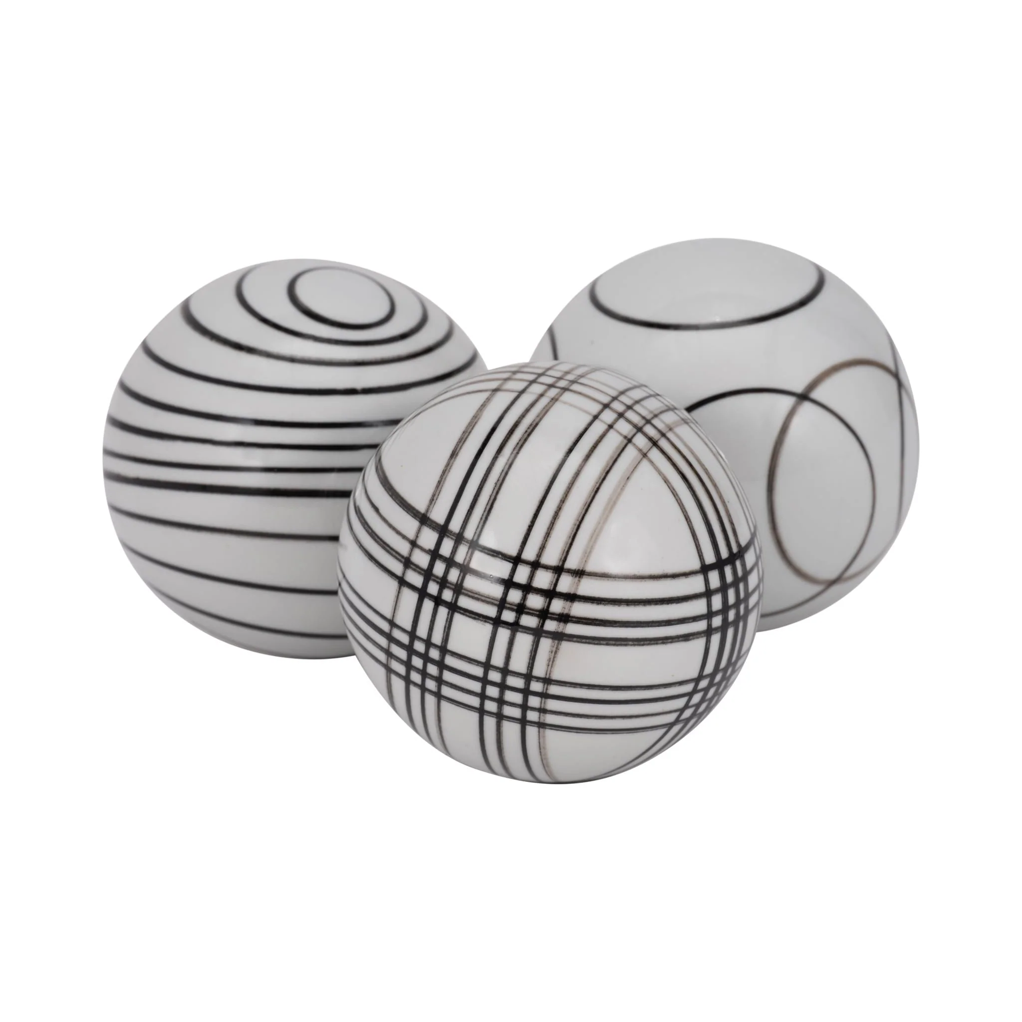 Cer, S/3 4" Assorted Painted Orbs, Black - Image 5