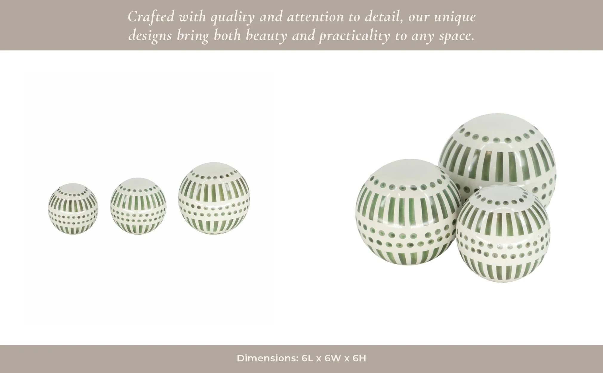 Cer, S/3 6/5/4" Orbs, Drk Sage Green - Image 10