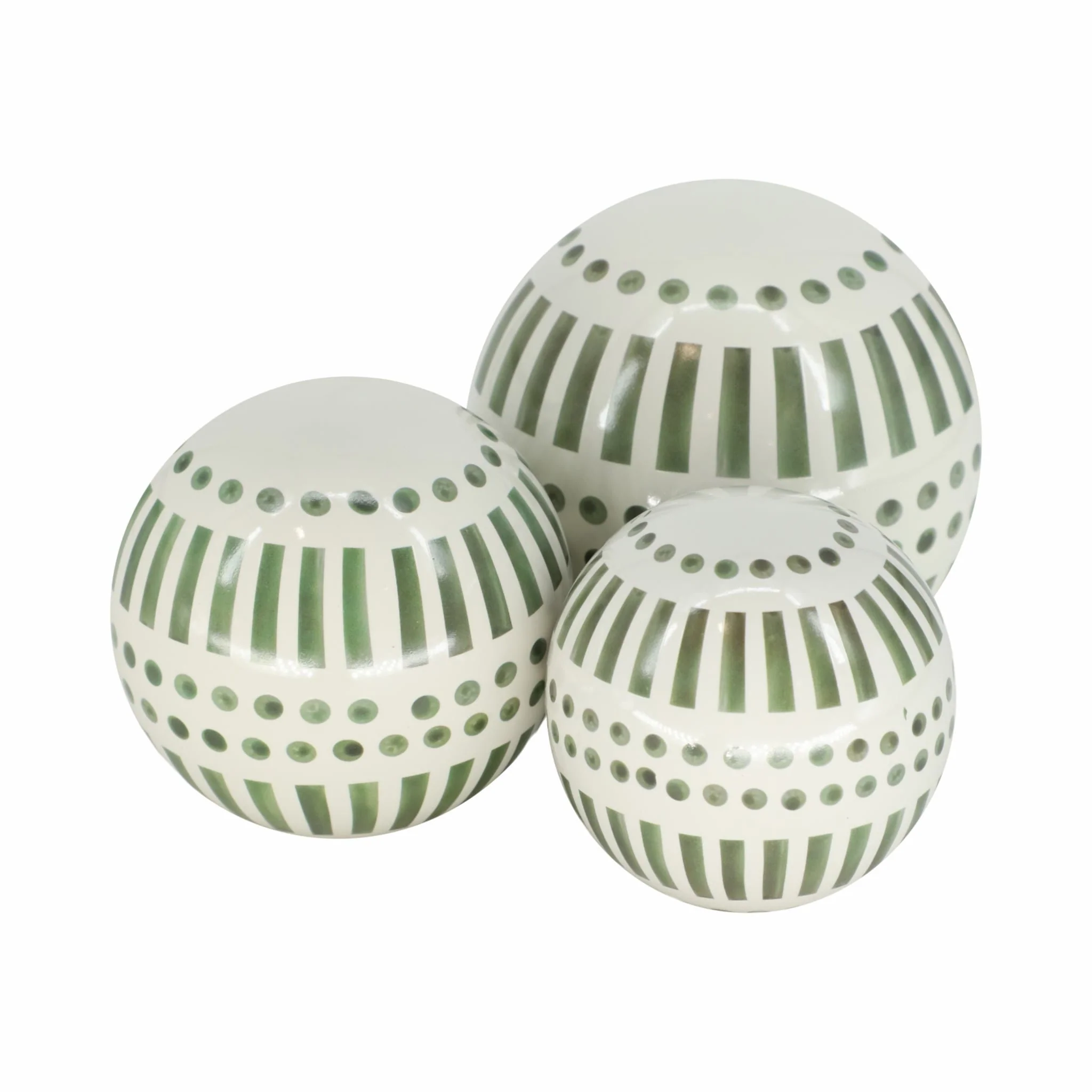 Cer, S/3 6/5/4" Orbs, Drk Sage Green - Image 3