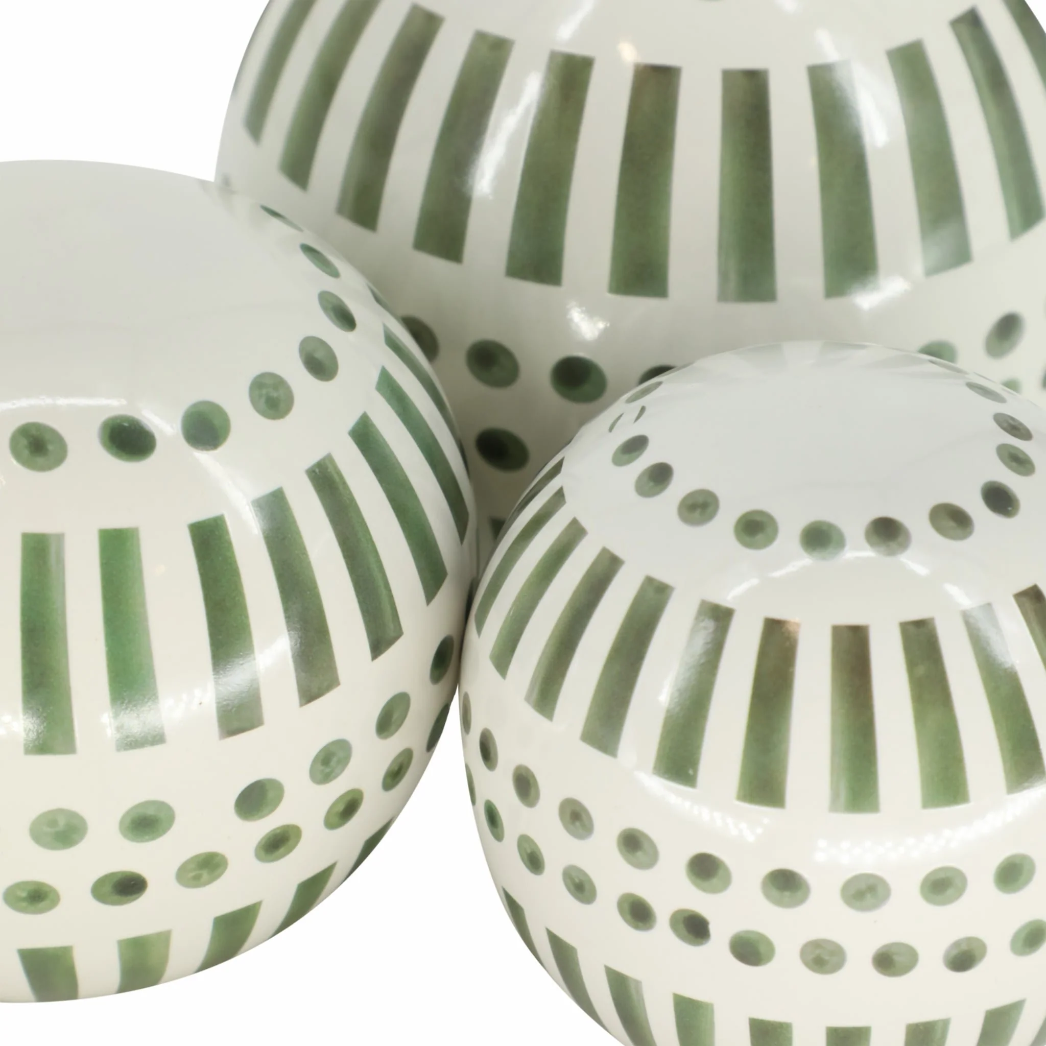 Cer, S/3 6/5/4" Orbs, Drk Sage Green - Image 4