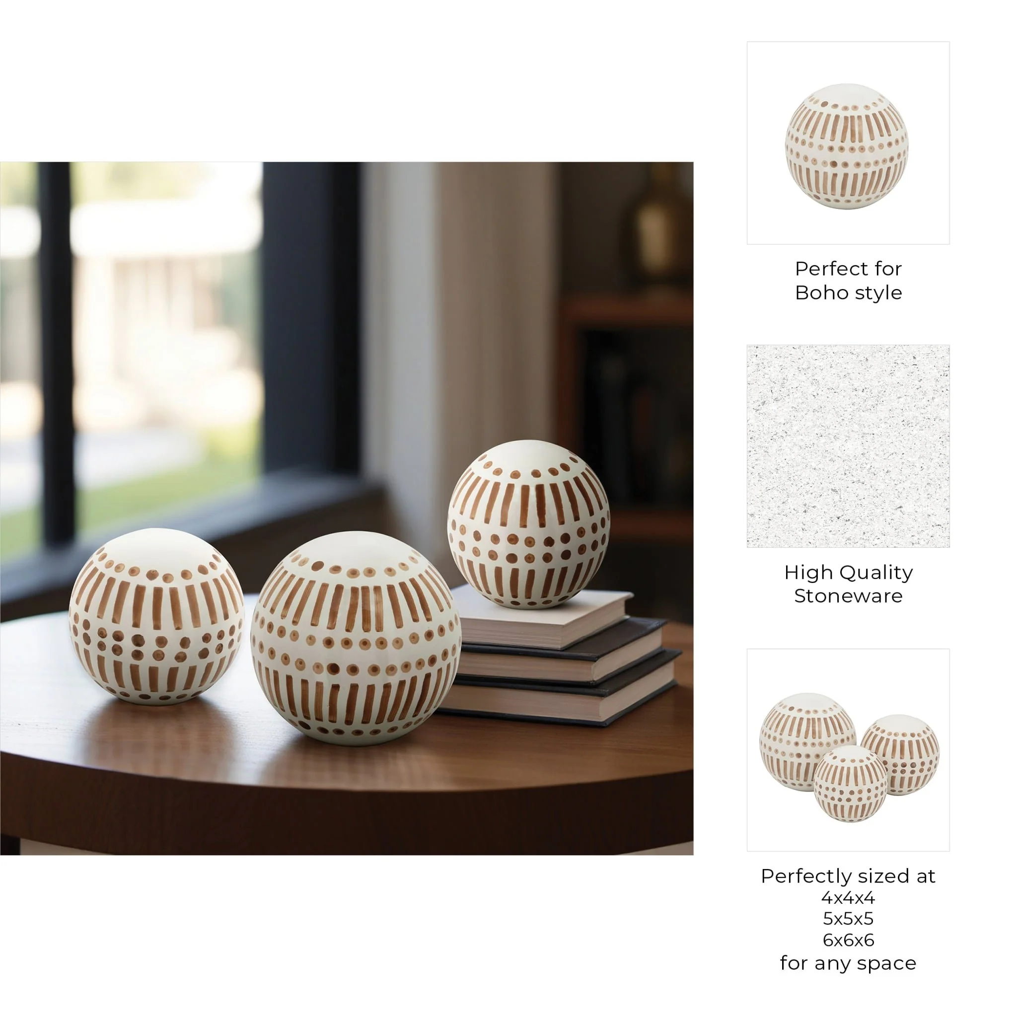 Cer, S/3 6/5/4" Orbs, Tan - Image 6