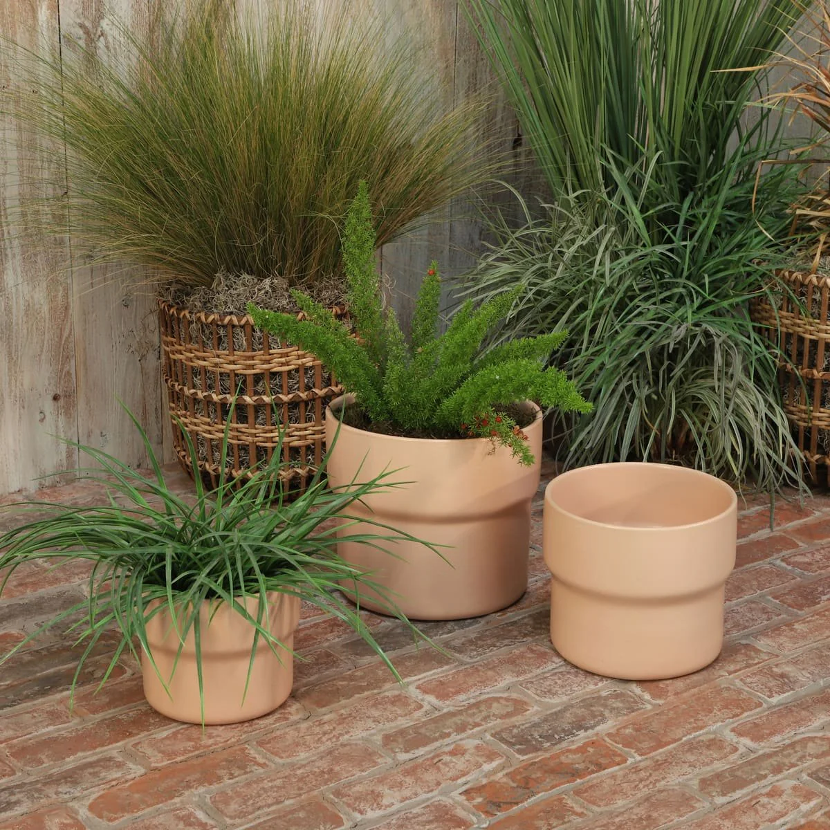 Cer, S/3 7/9/10"d Mushroom Planters, Blush - Image 5