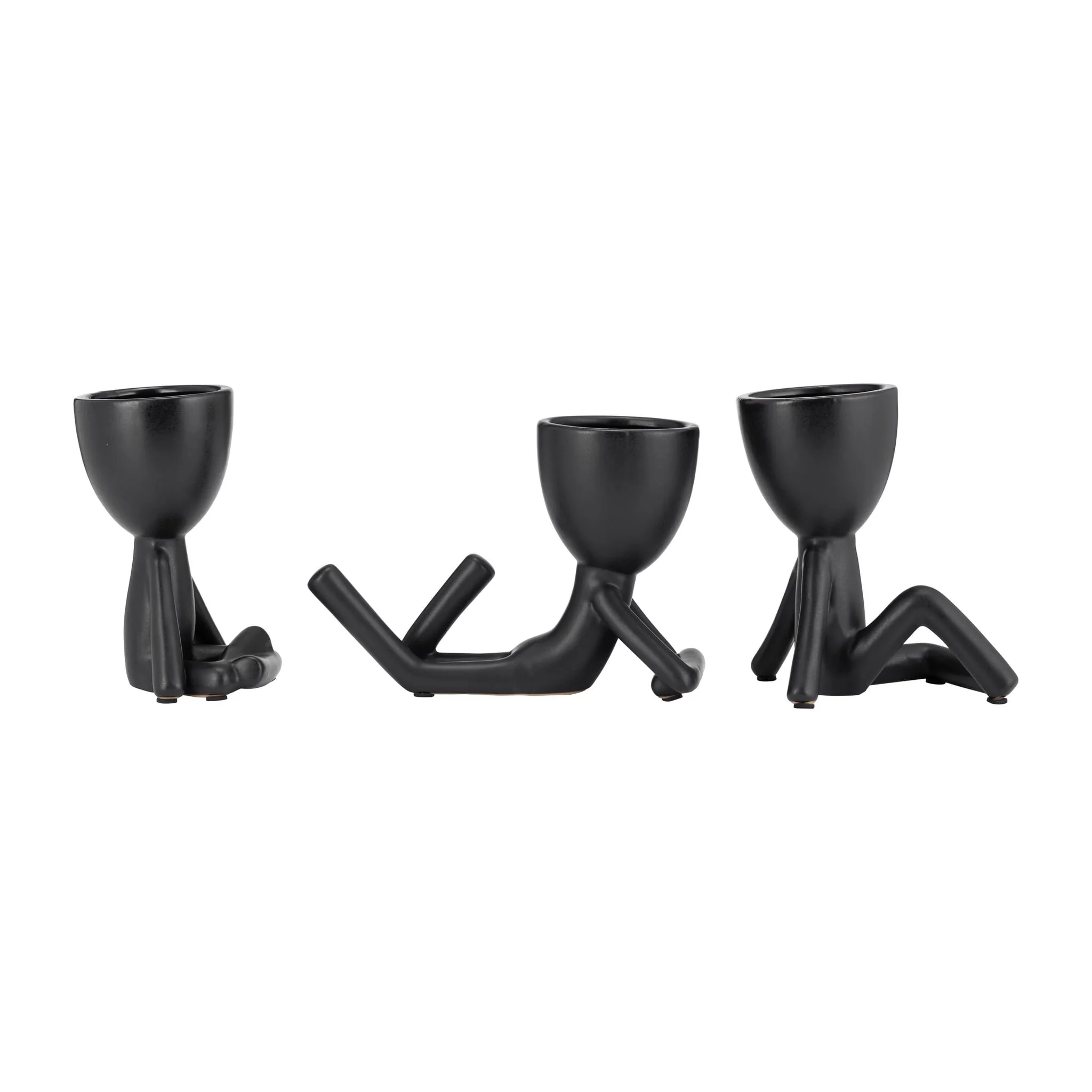 Cer, S/3 8" Sitting Humans, Black - Image 3