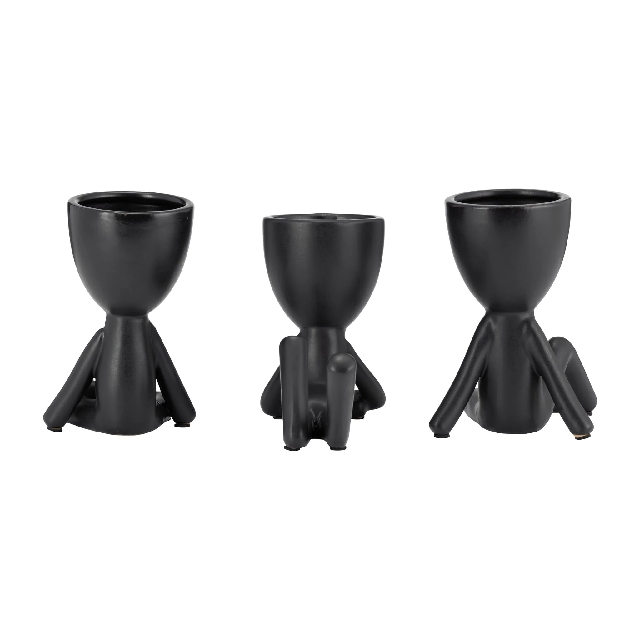 Cer, S/3 8" Sitting Humans, Black - Image 4