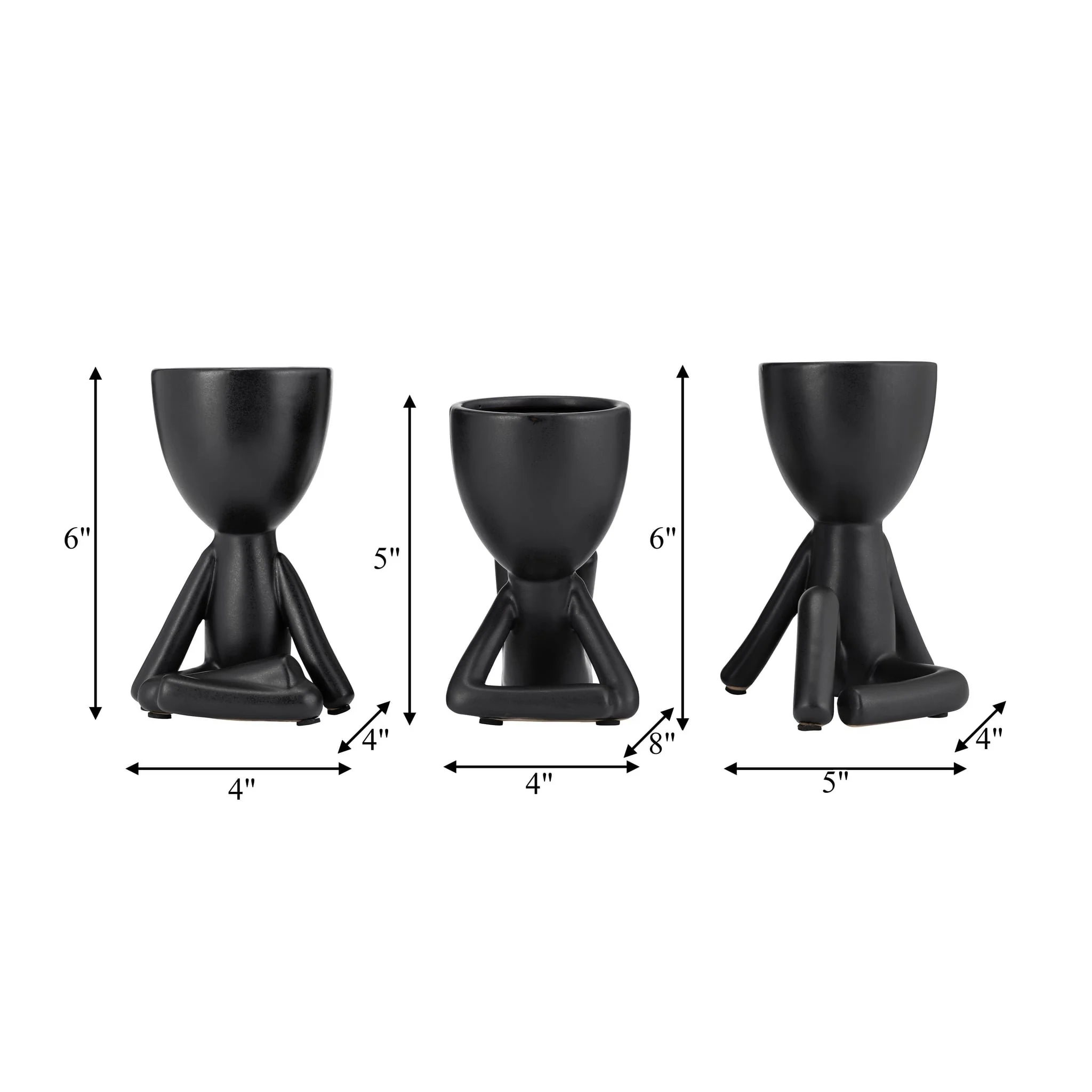 Cer, S/3 8" Sitting Humans, Black - Image 9