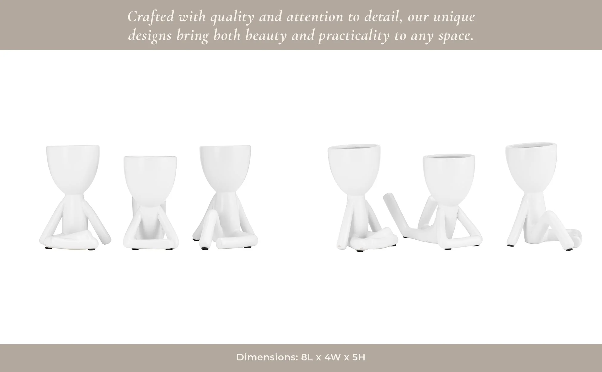 Cer, S/3 8" Sitting Humans, White - Image 12
