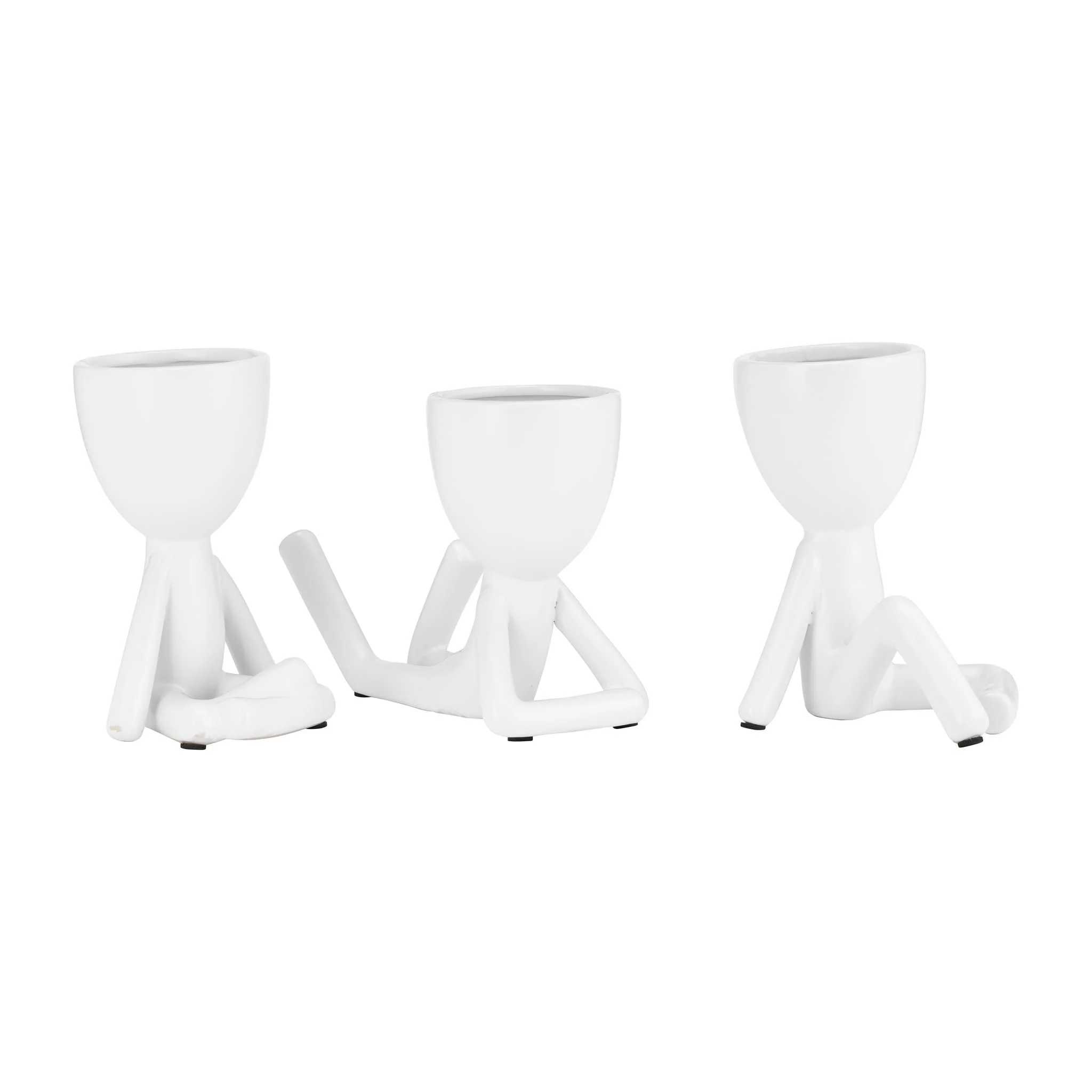 Cer, S/3 8" Sitting Humans, White - Image 2