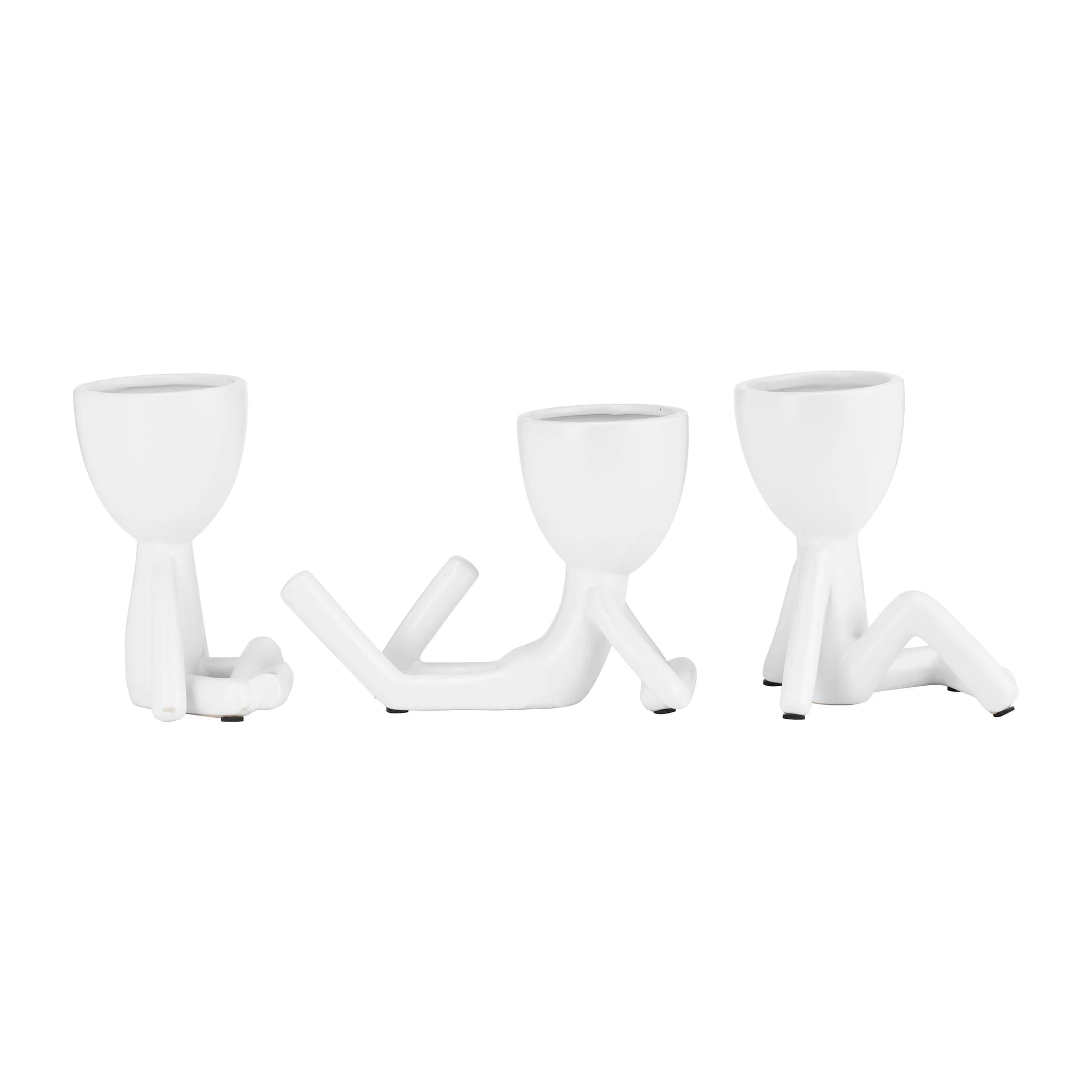 Cer, S/3 8" Sitting Humans, White - Image 3